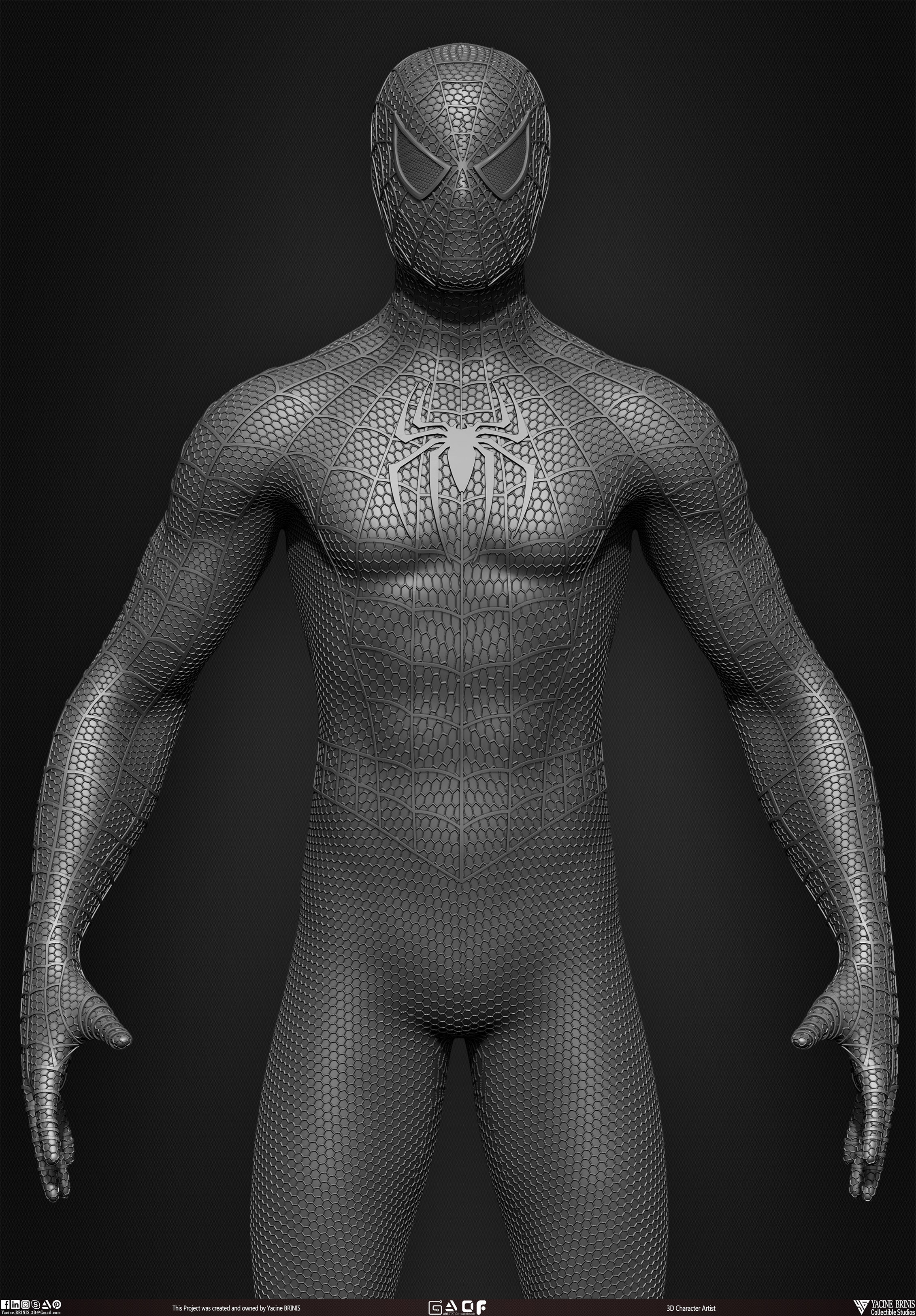 Spiderman Basemesh 3D Model sculpted by Yacine BRINIS 014