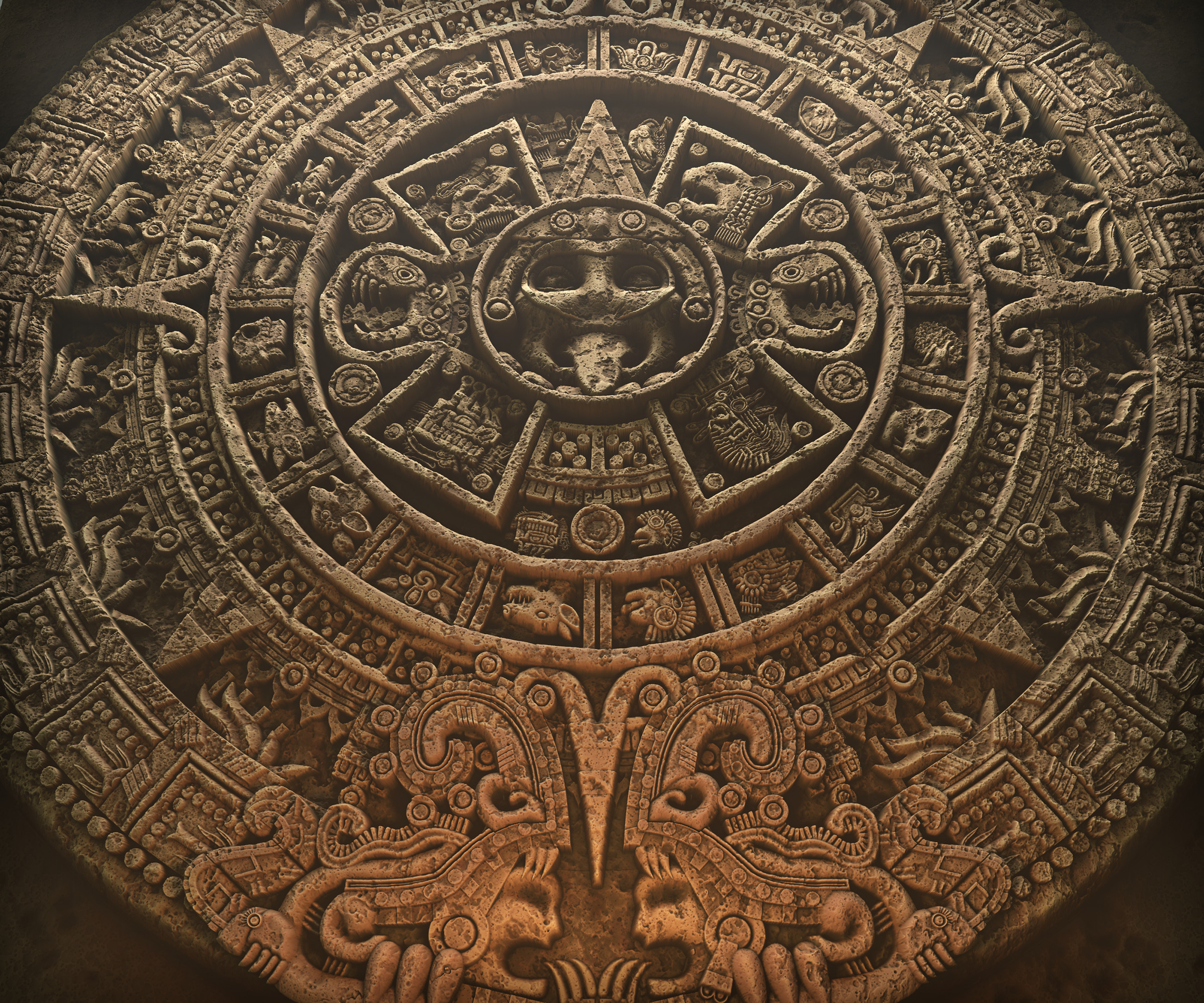 Wooden Aztec Calendar With Animals On It Background Aztec Picture  Background Image And Wallpaper for Free Download