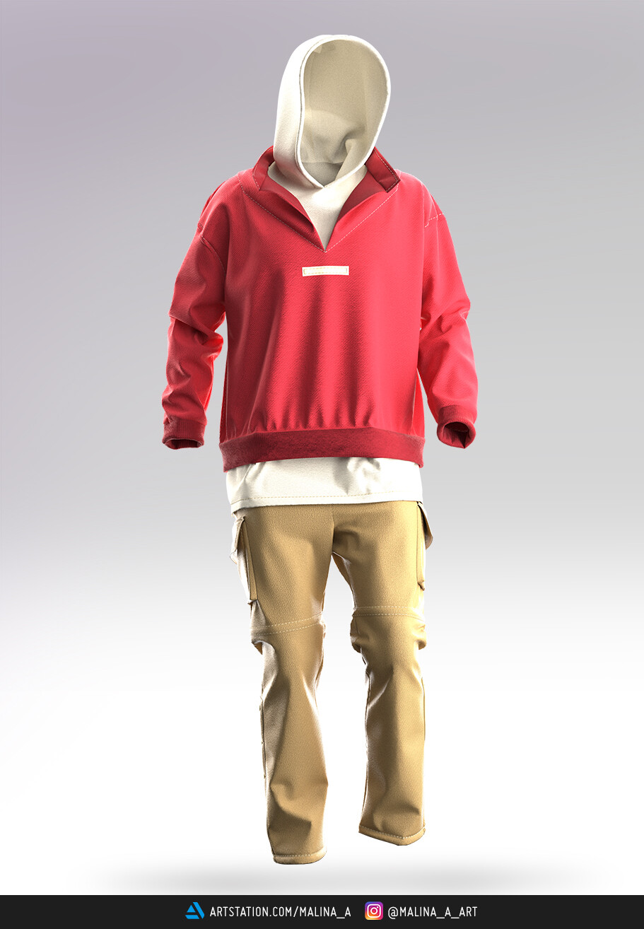 ArtStation - Mens outfit. Sweatshirt, pants with side pockets