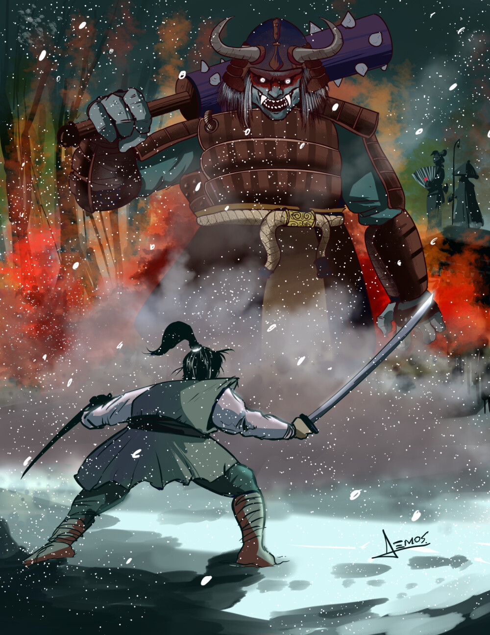 ArtStation - Ronin vs Oni - Speedpaint