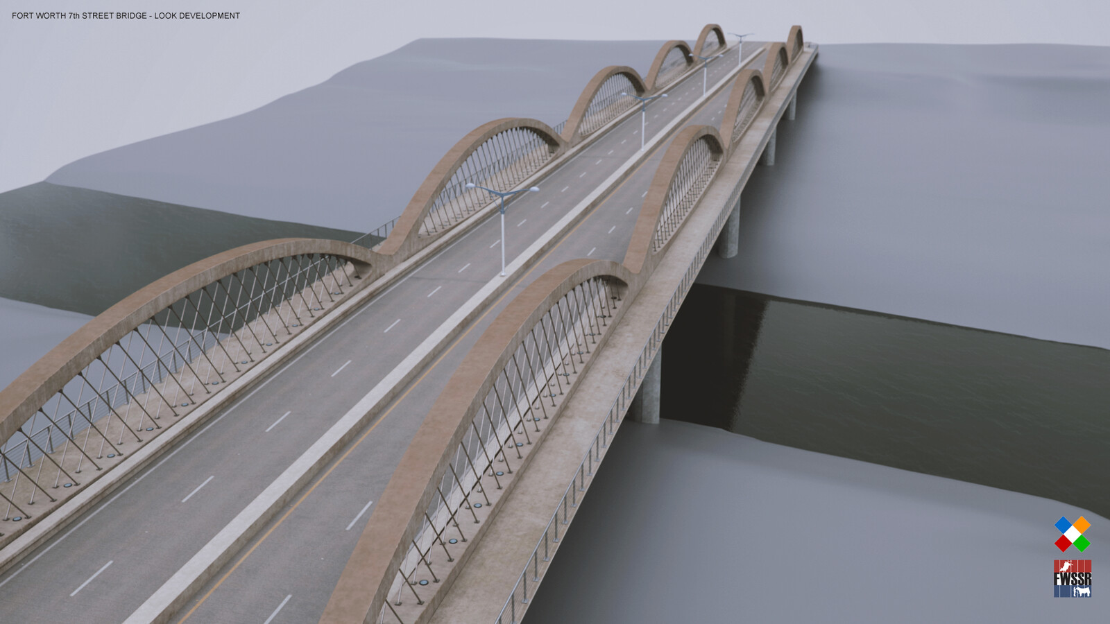 Look Development done for Fort Worth 7th Street Bridge model
