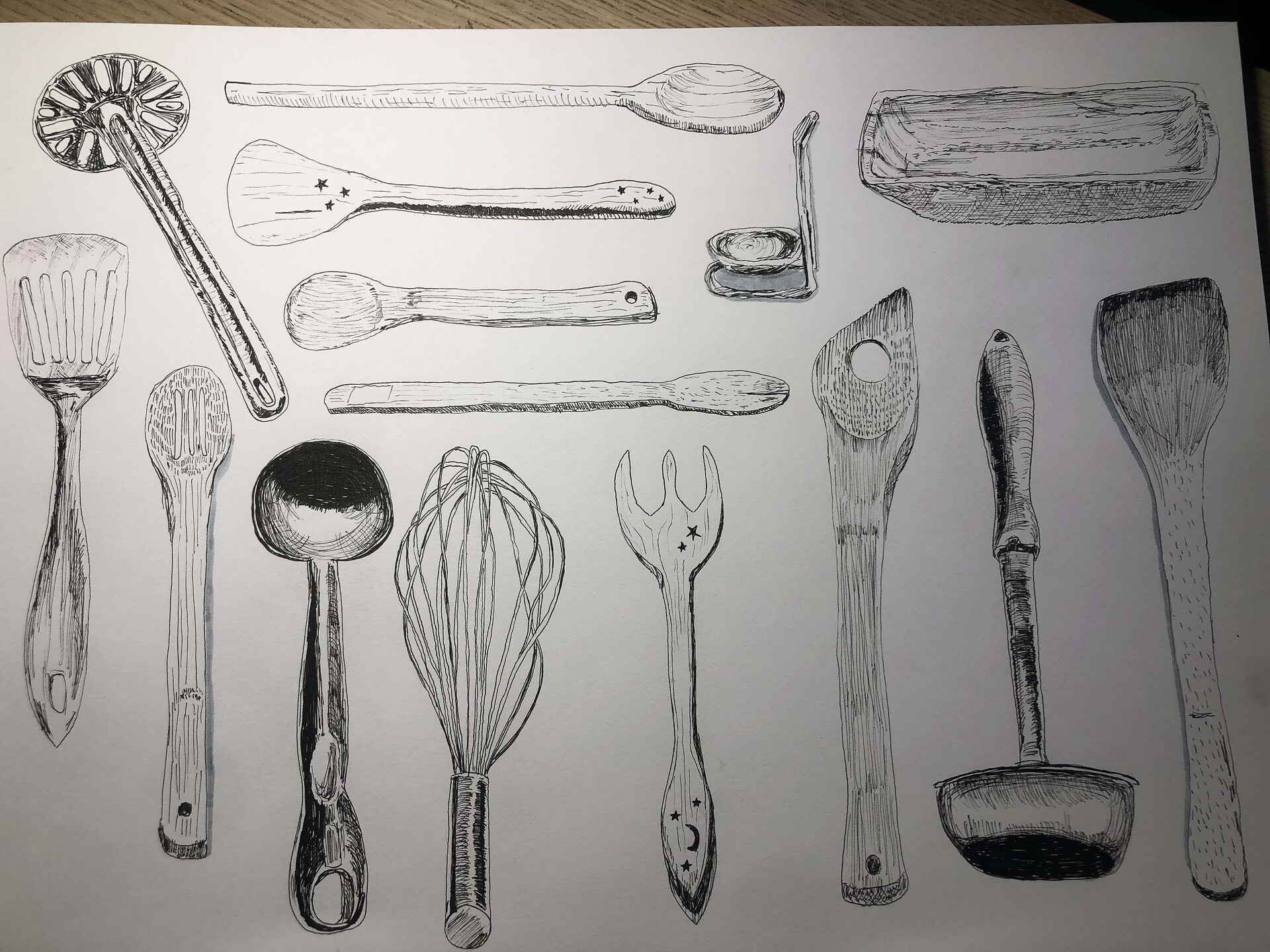 ArtStation Cooking Tools analysis drawing.