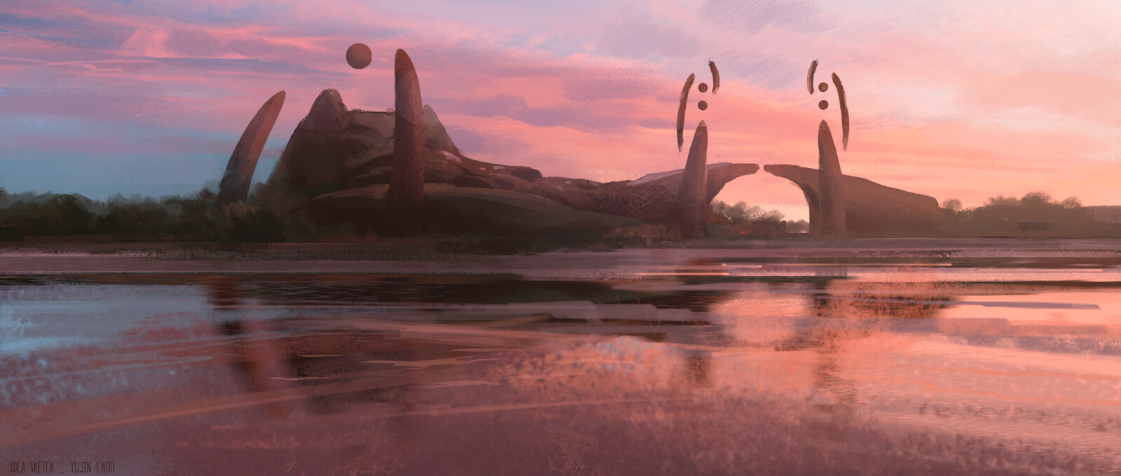 Tranquility idea sketches using digital painting.