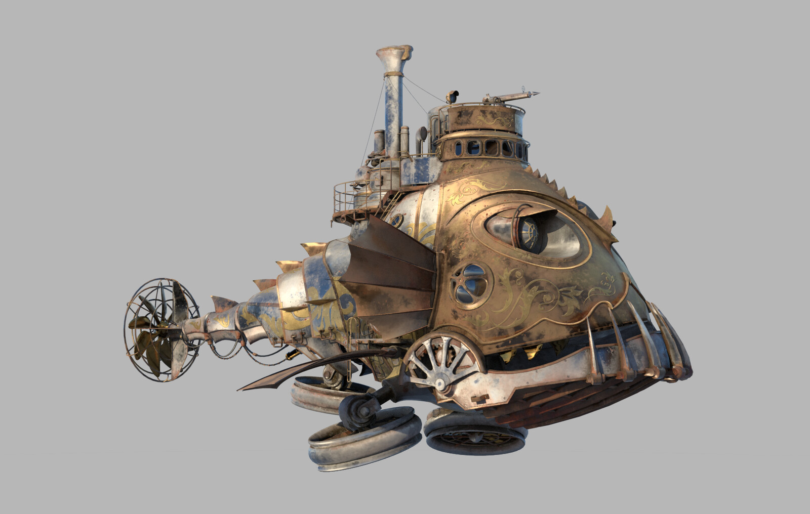 Steampunk Submarine-Hovercraft