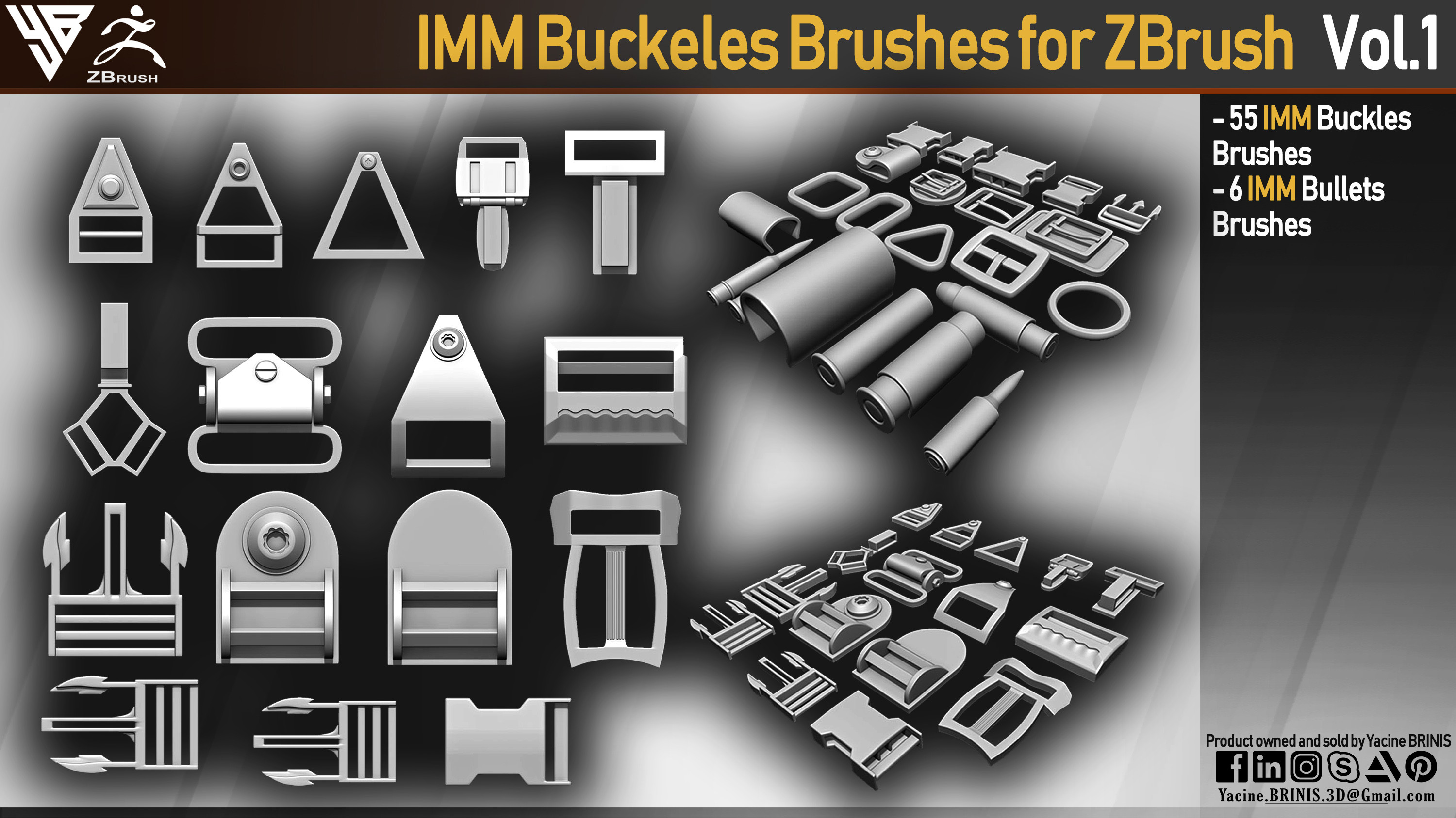 IMM Buckles Brushes for ZBrush By Yacine BRINIS Set 002