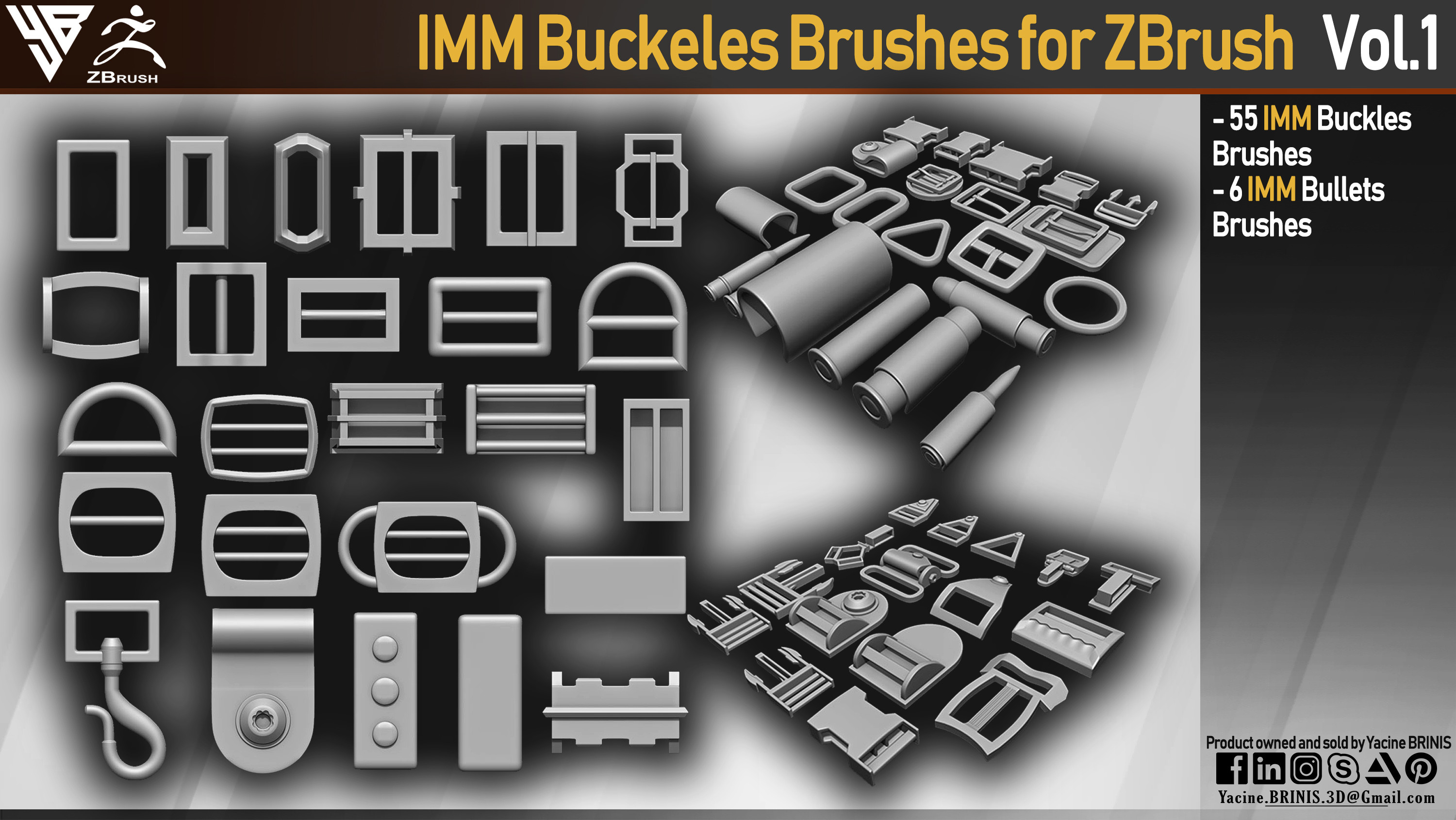 IMM Buckles Brushes for ZBrush By Yacine BRINIS Set 003