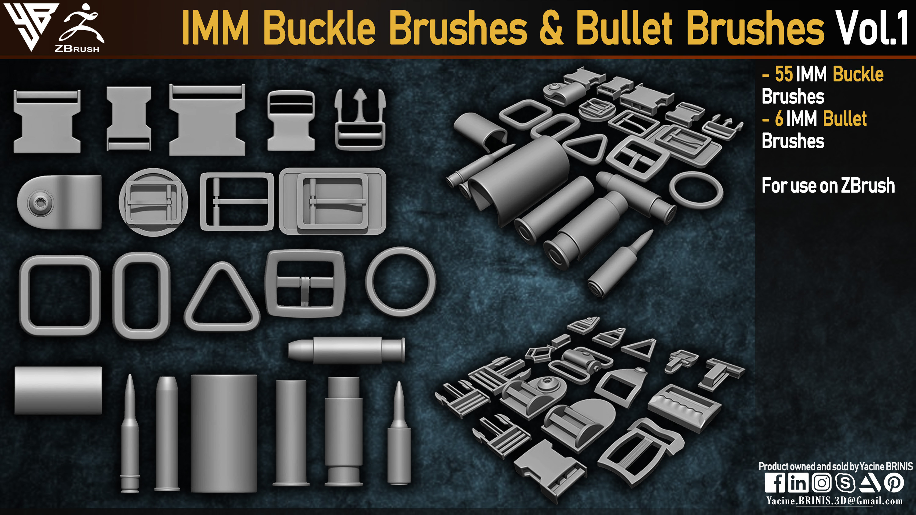 IMM Buckles Brushes for ZBrush By Yacine BRINIS Set 001