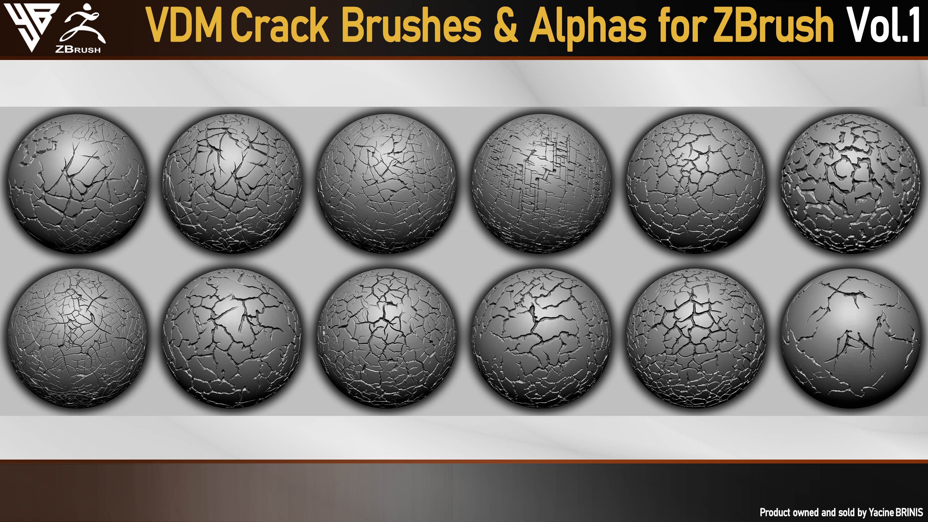 20 VDM Crack Brushes and Alphas for ZBrush (By Yacine BRINIS) Vol1 Set 003