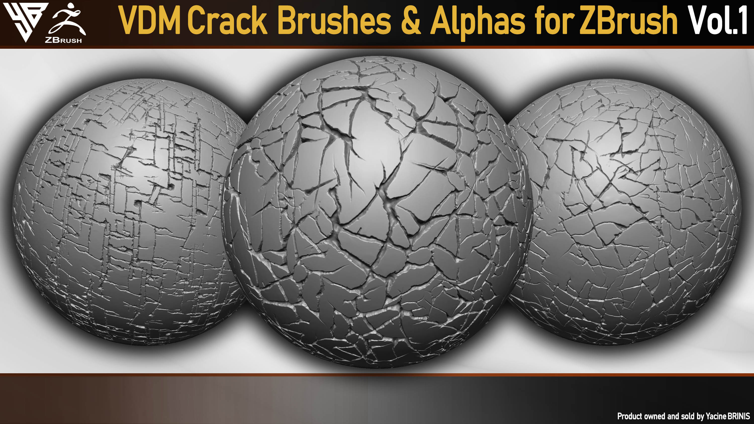 20 VDM Crack Brushes and Alphas for ZBrush (By Yacine BRINIS) Vol1 Set 004