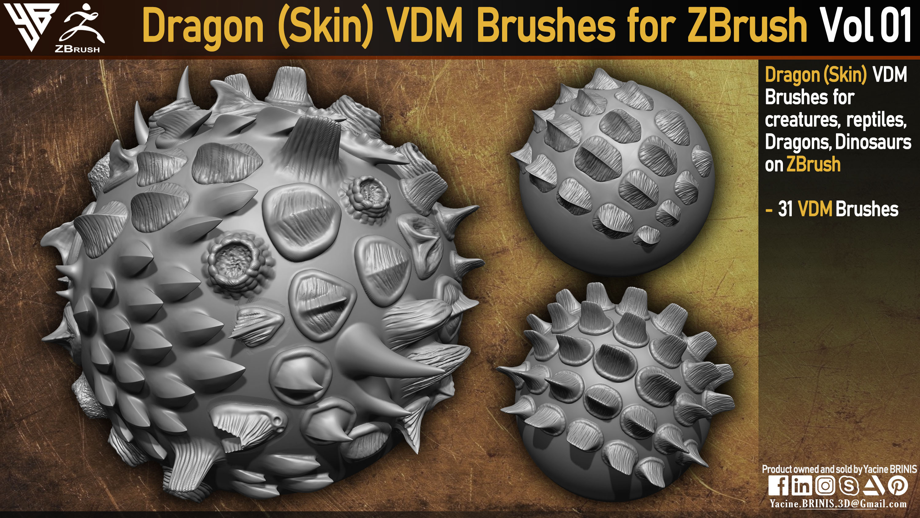 Dragon  (Skin)  VDM  Brushes  for  ZBrush  Vol 01 by Yacine BRINIS 001