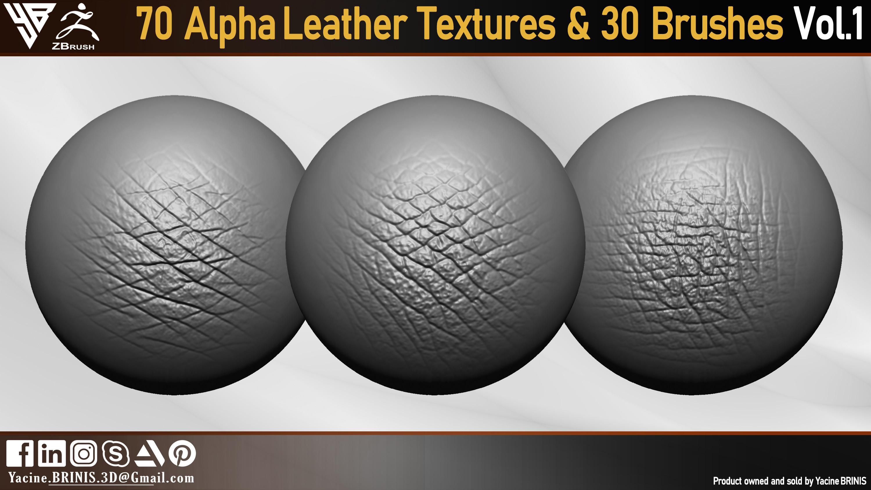 Leather textures pack (Alphas and Brushes) Vol 01 (By Yacine BRINIS) Set 07