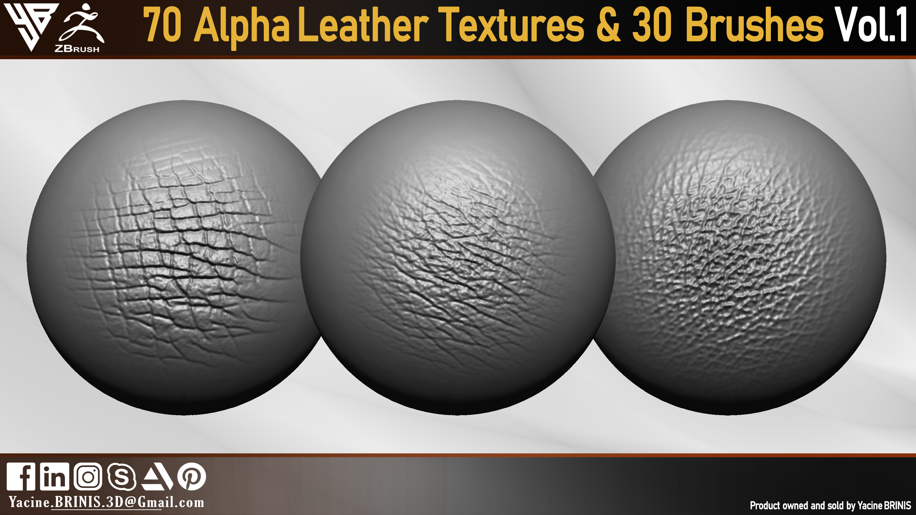 Leather textures pack (Alphas and Brushes) Vol 01 (By Yacine BRINIS) Set 11