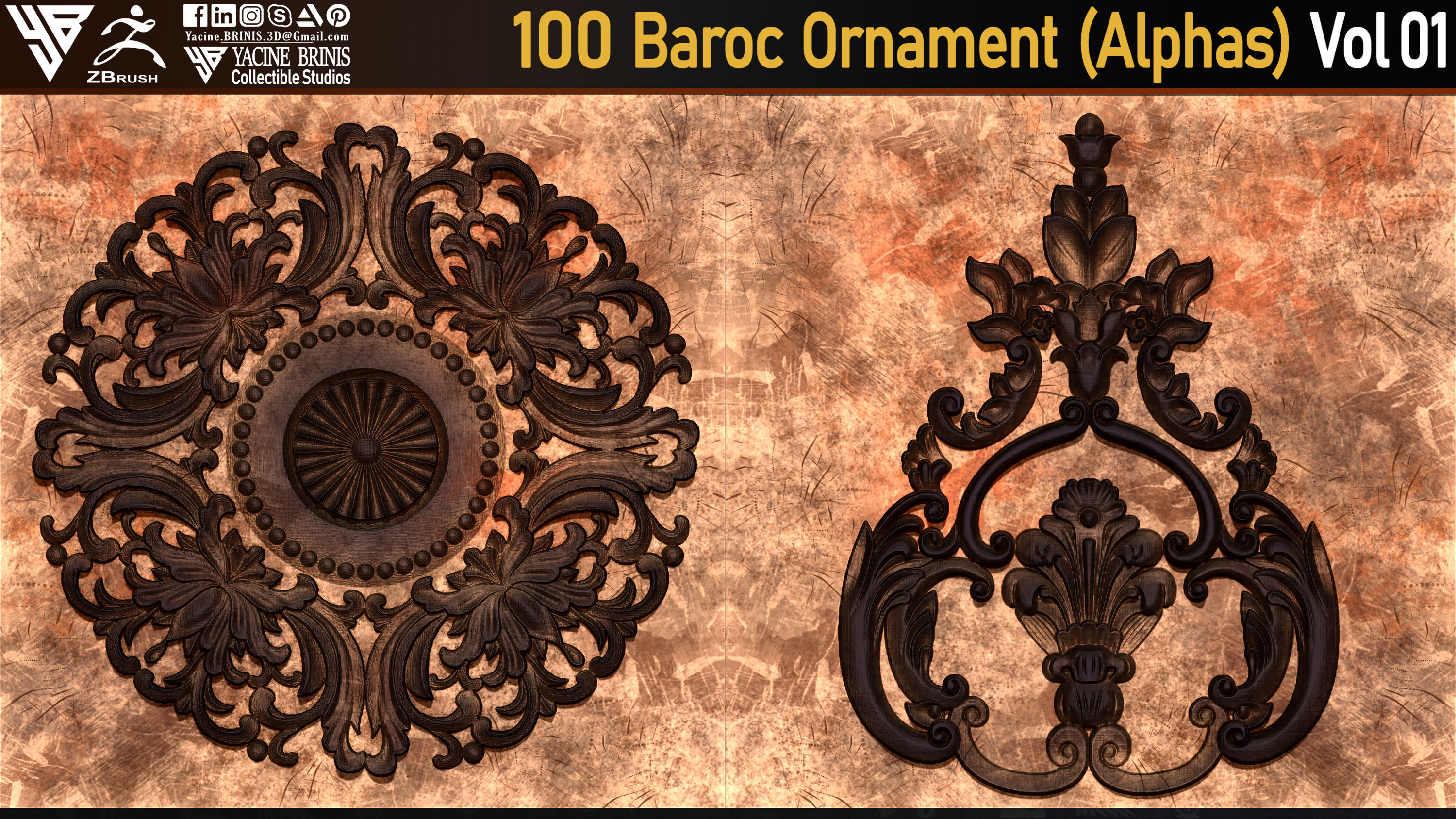 Baroc Ornament Alpha textures sculpted by Yacine BRINIS 05