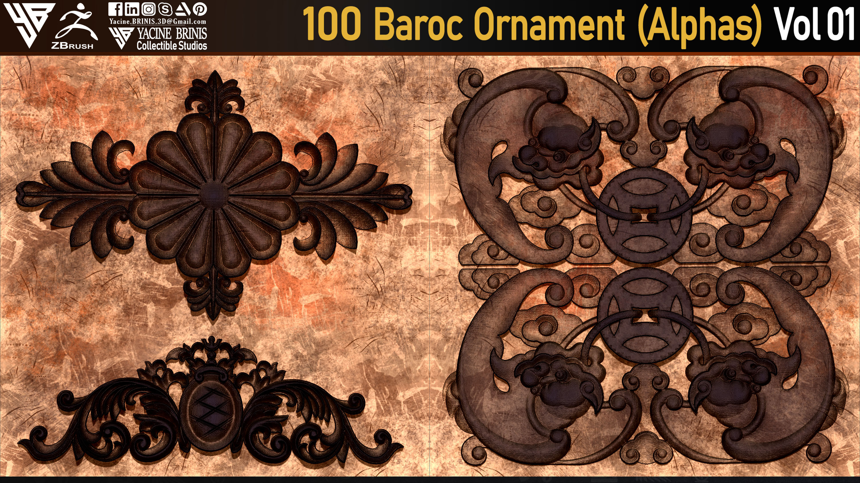Baroc Ornament Alpha textures sculpted by Yacine BRINIS 07