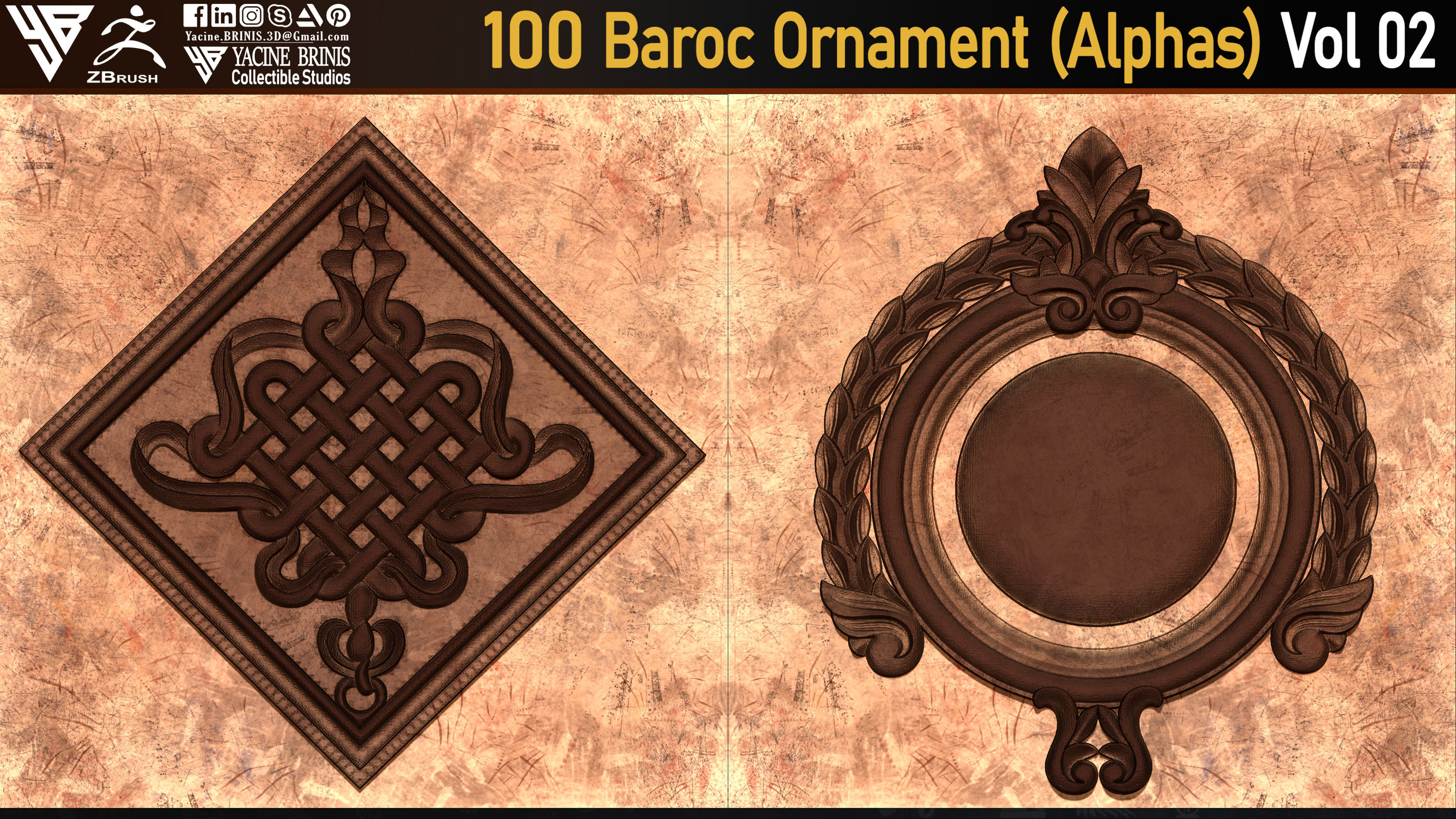 Baroc Ornament Alpha textures sculpted by Yacine BRINIS 11
