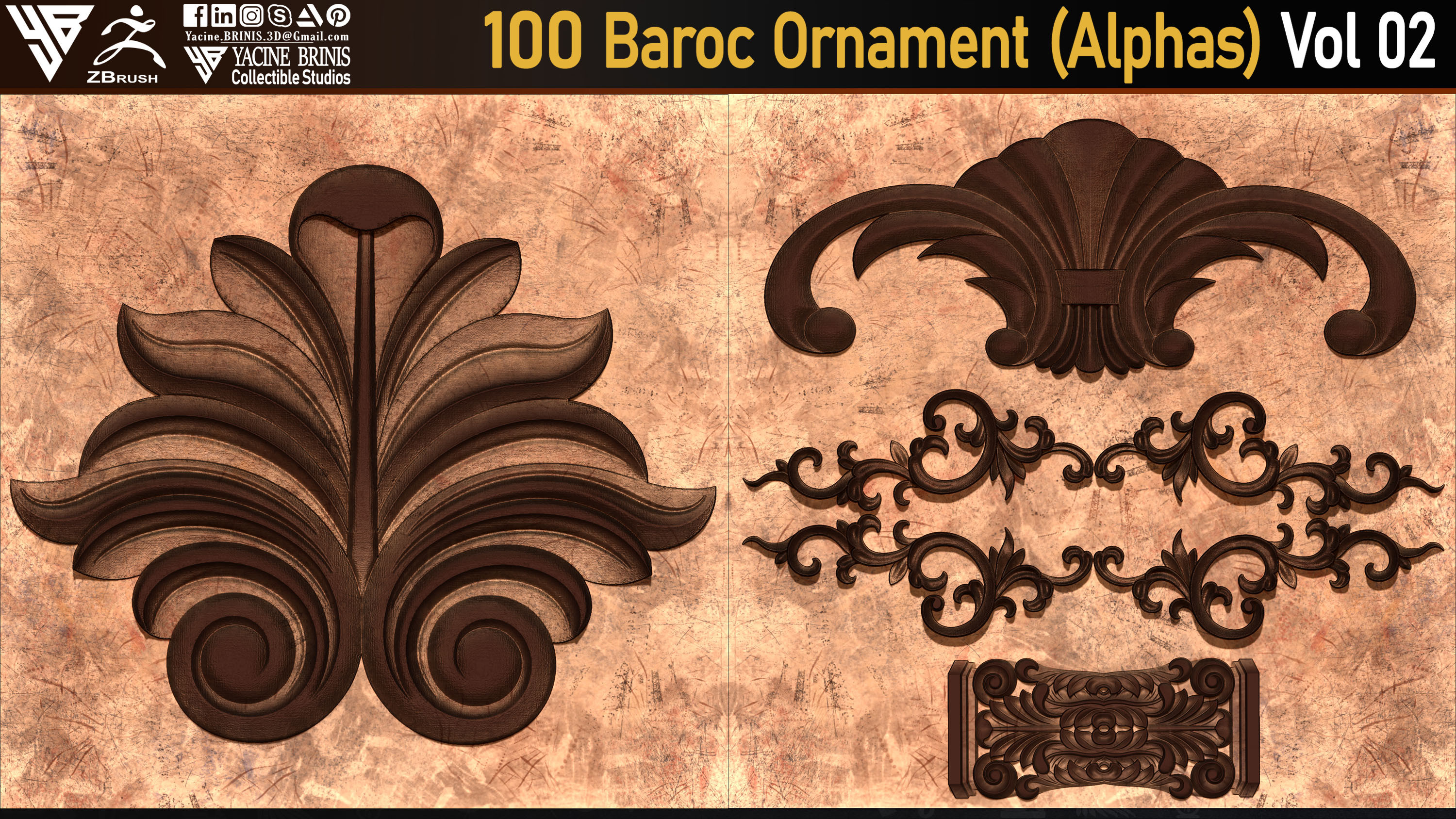 Baroc Ornament Alpha textures sculpted by Yacine BRINIS 12