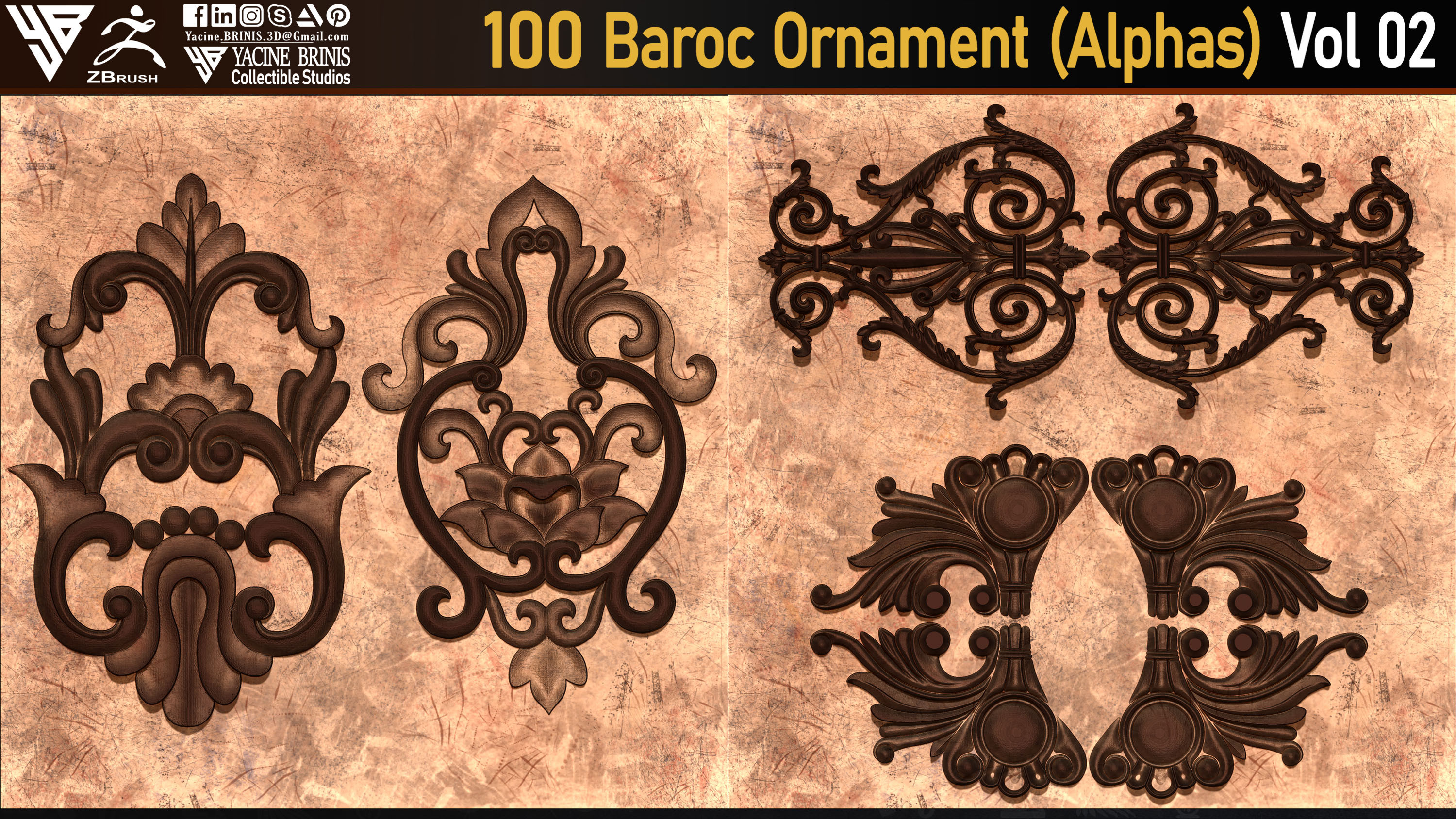 Baroc Ornament Alpha textures sculpted by Yacine BRINIS 13