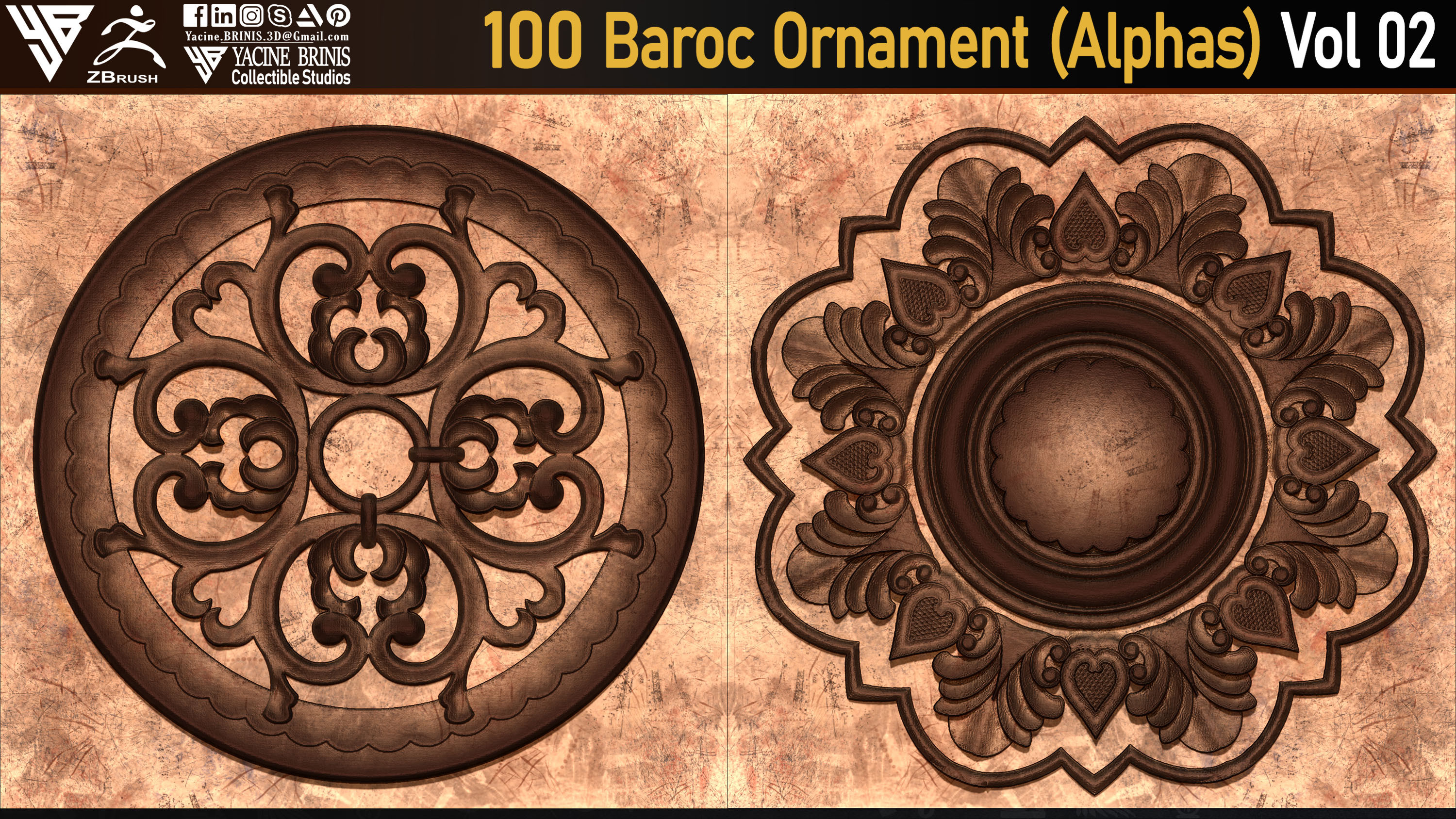 Baroc Ornament Alpha textures sculpted by Yacine BRINIS 14