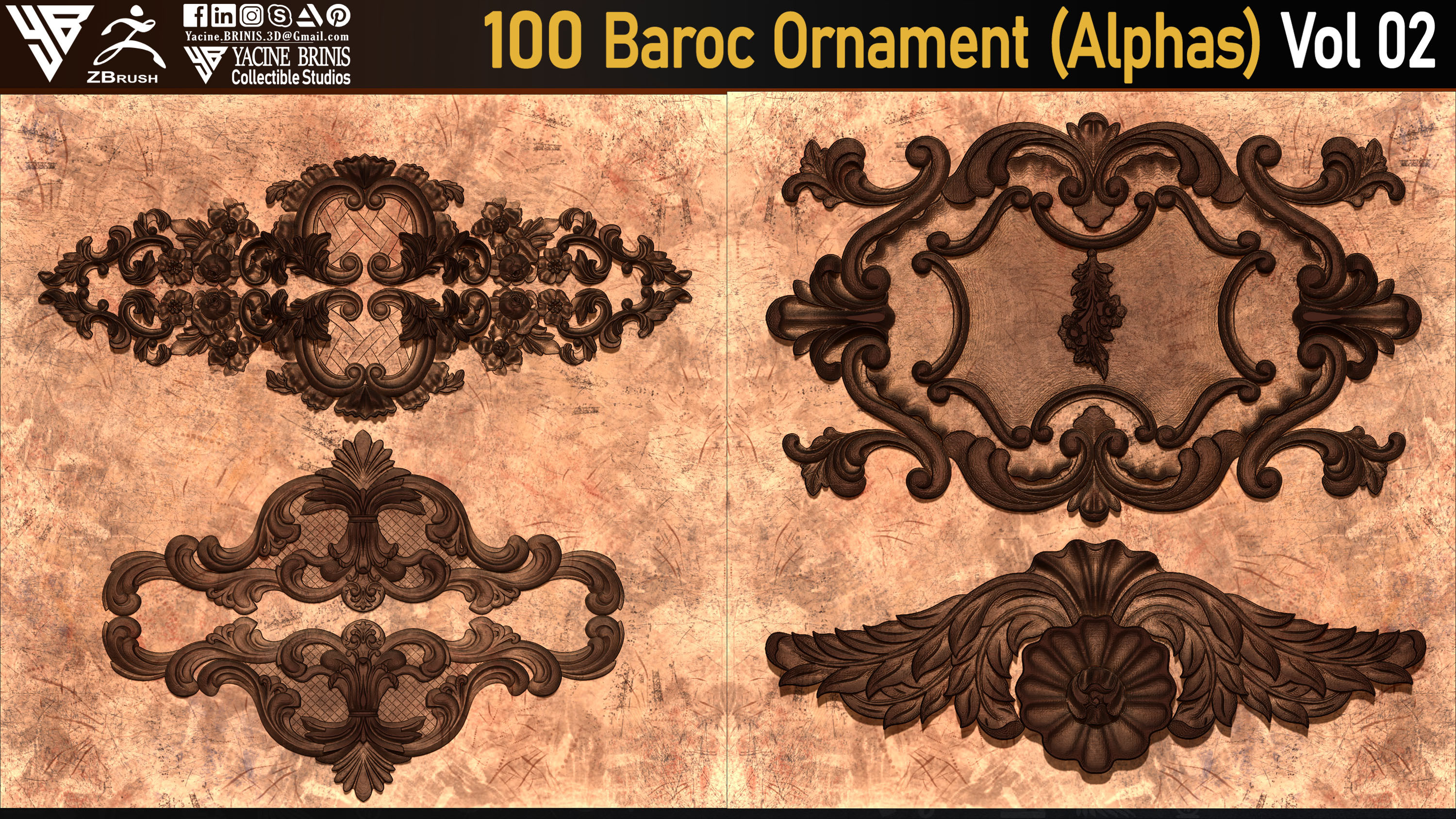 Baroc Ornament Alpha textures sculpted by Yacine BRINIS 16
