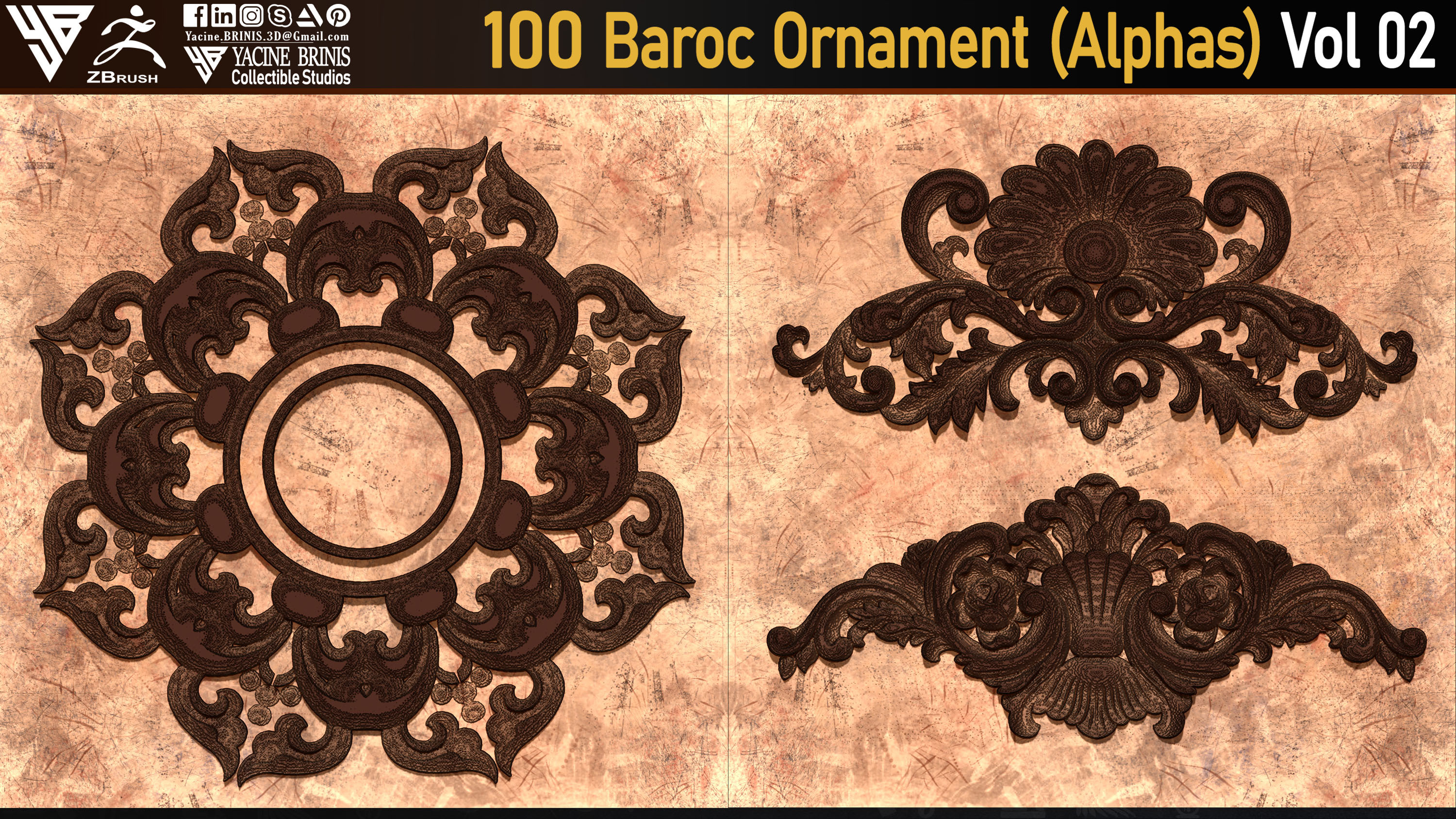Baroc Ornament Alpha textures sculpted by Yacine BRINIS 18