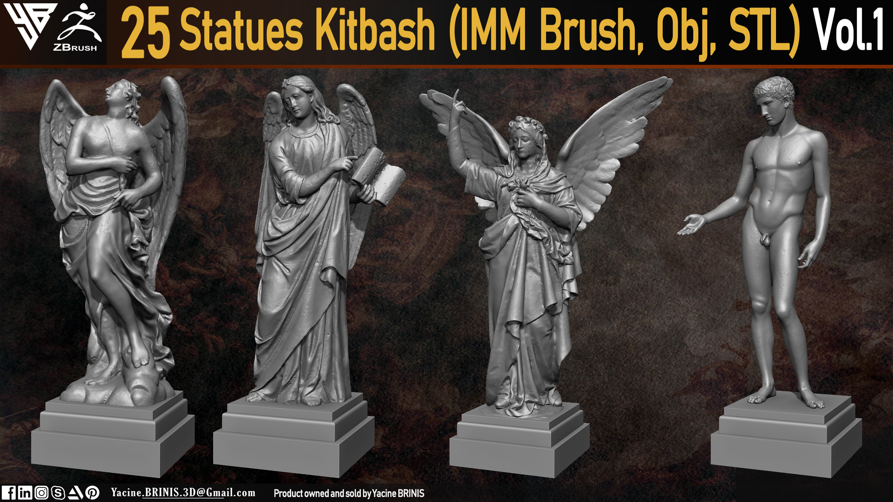 Statues Kitbash by yacine brinis Set 04
