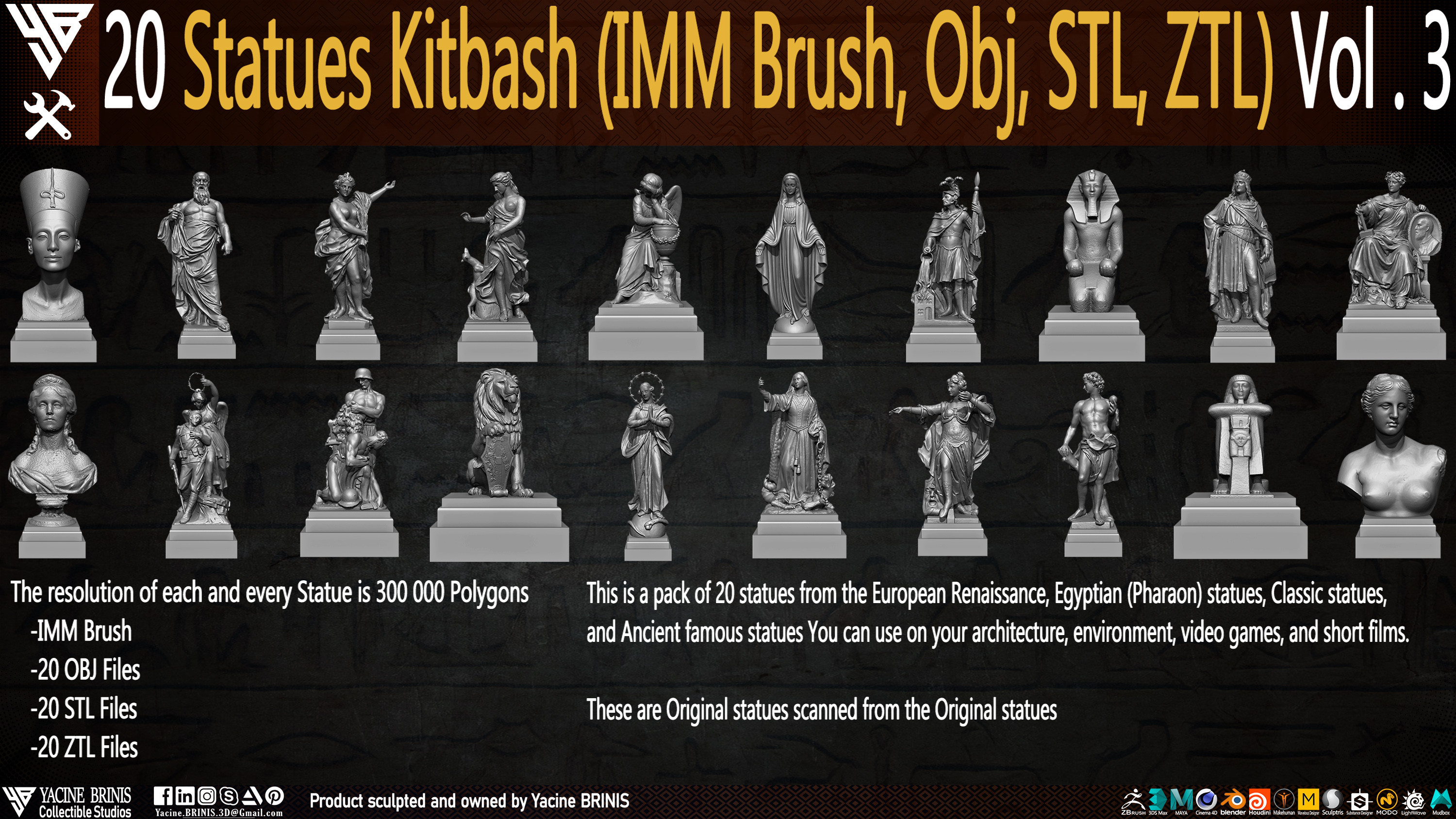 Statues Kitbash by yacine brinis Set 16