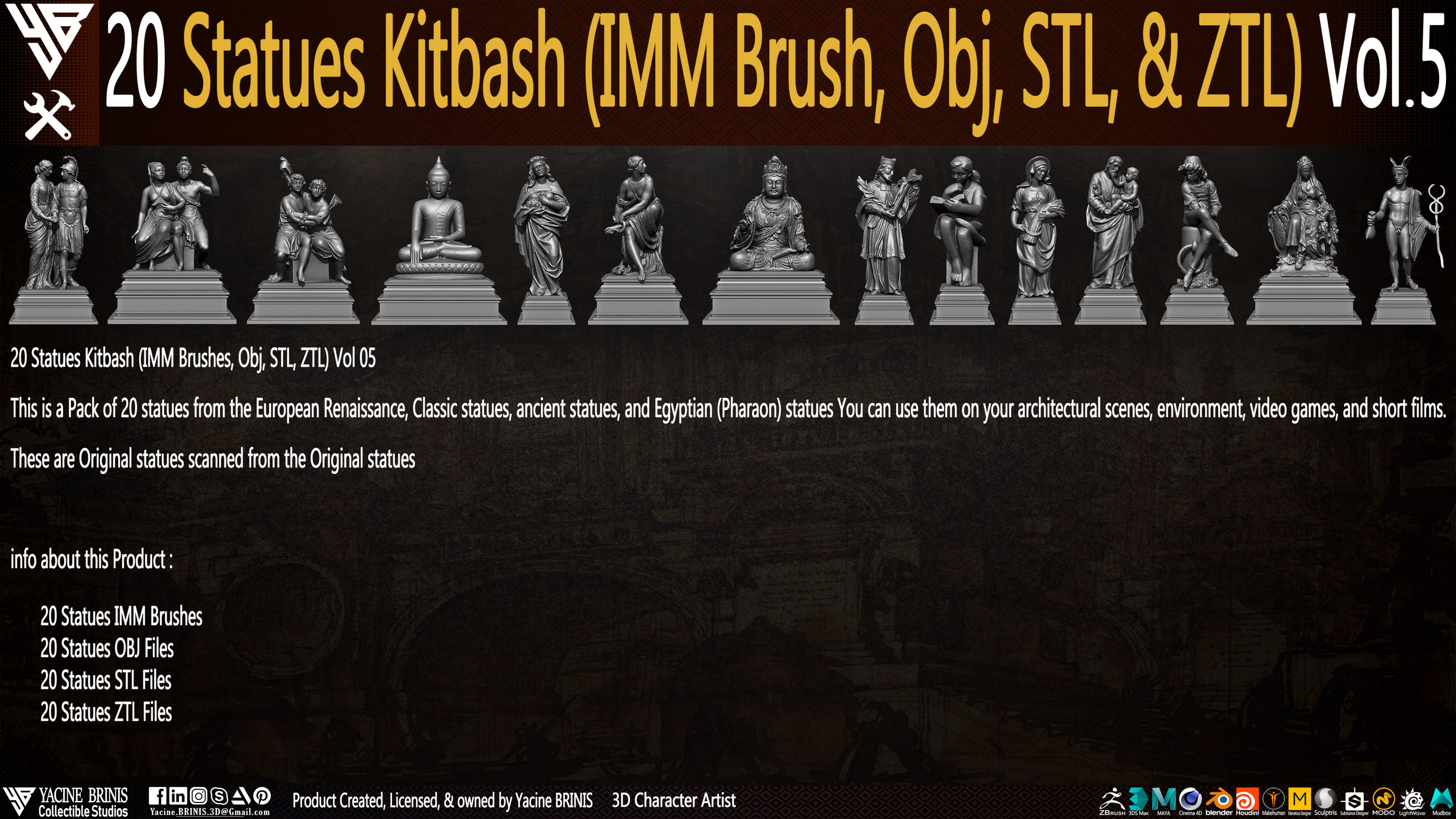 Statues Kitbash by yacine brinis Set 33