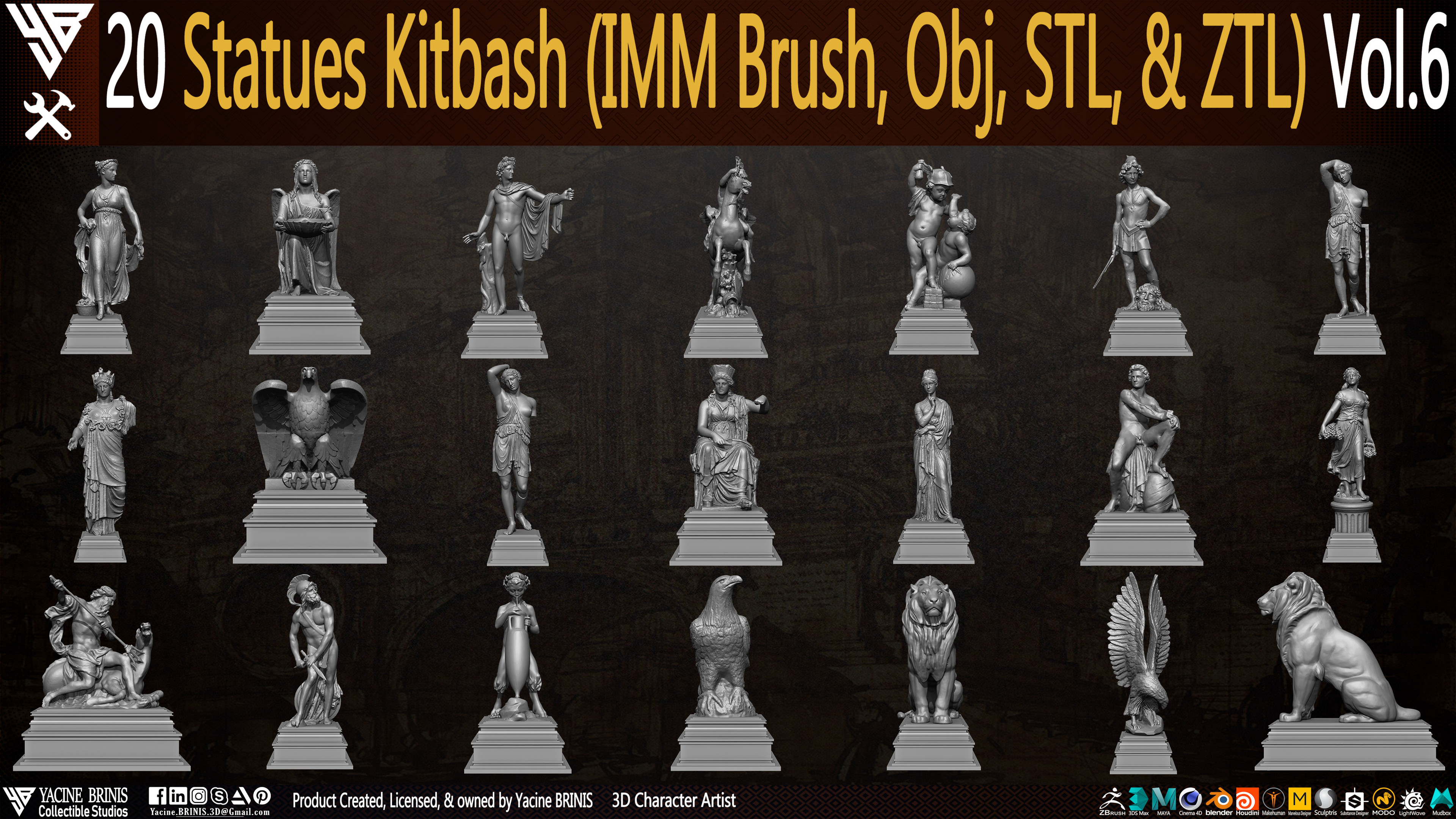 Statues Kitbash by yacine brinis Set 40