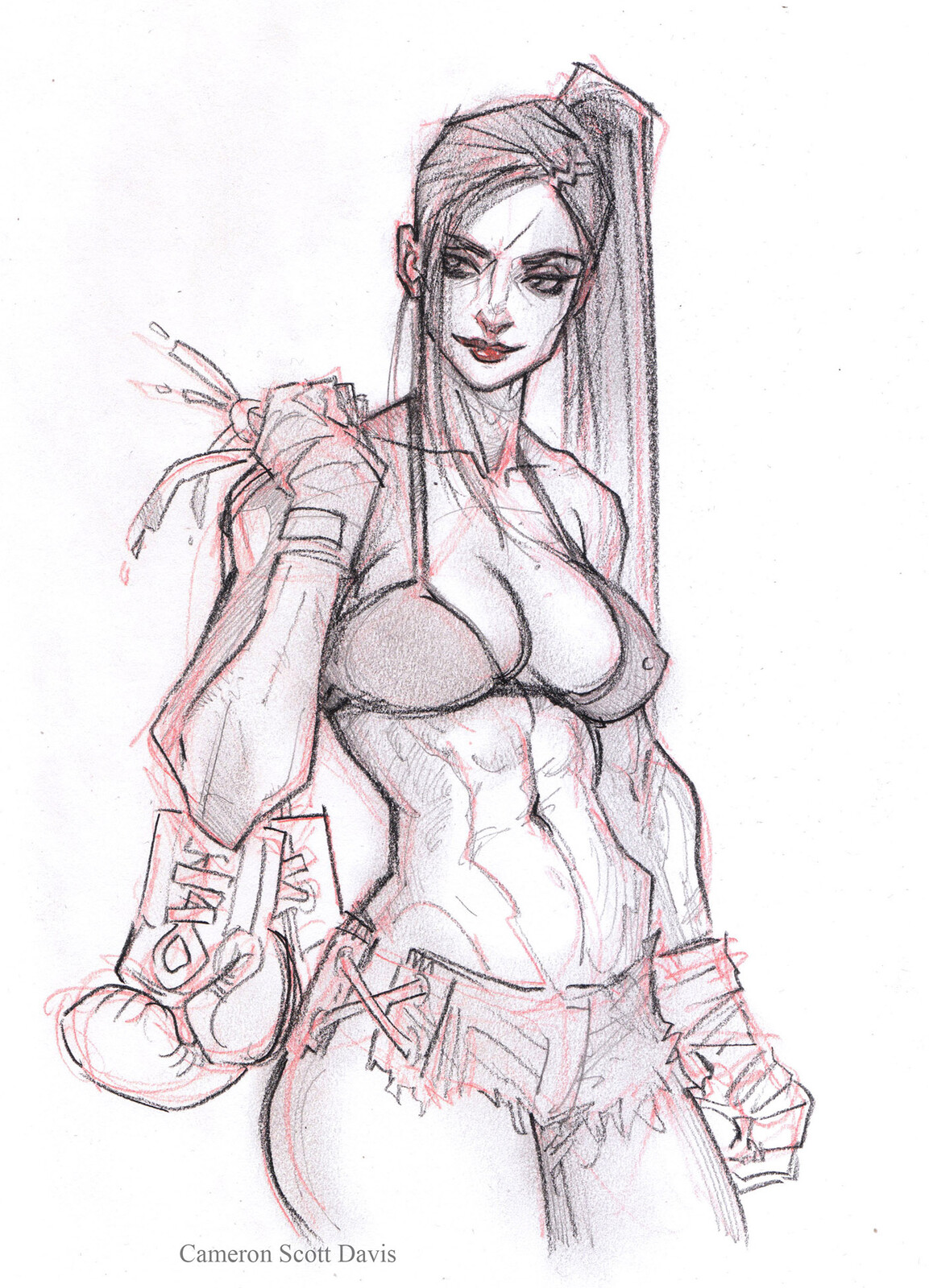 graphite on paper. Cleaned up the lines and adjusted the proportion of her head before going to color.