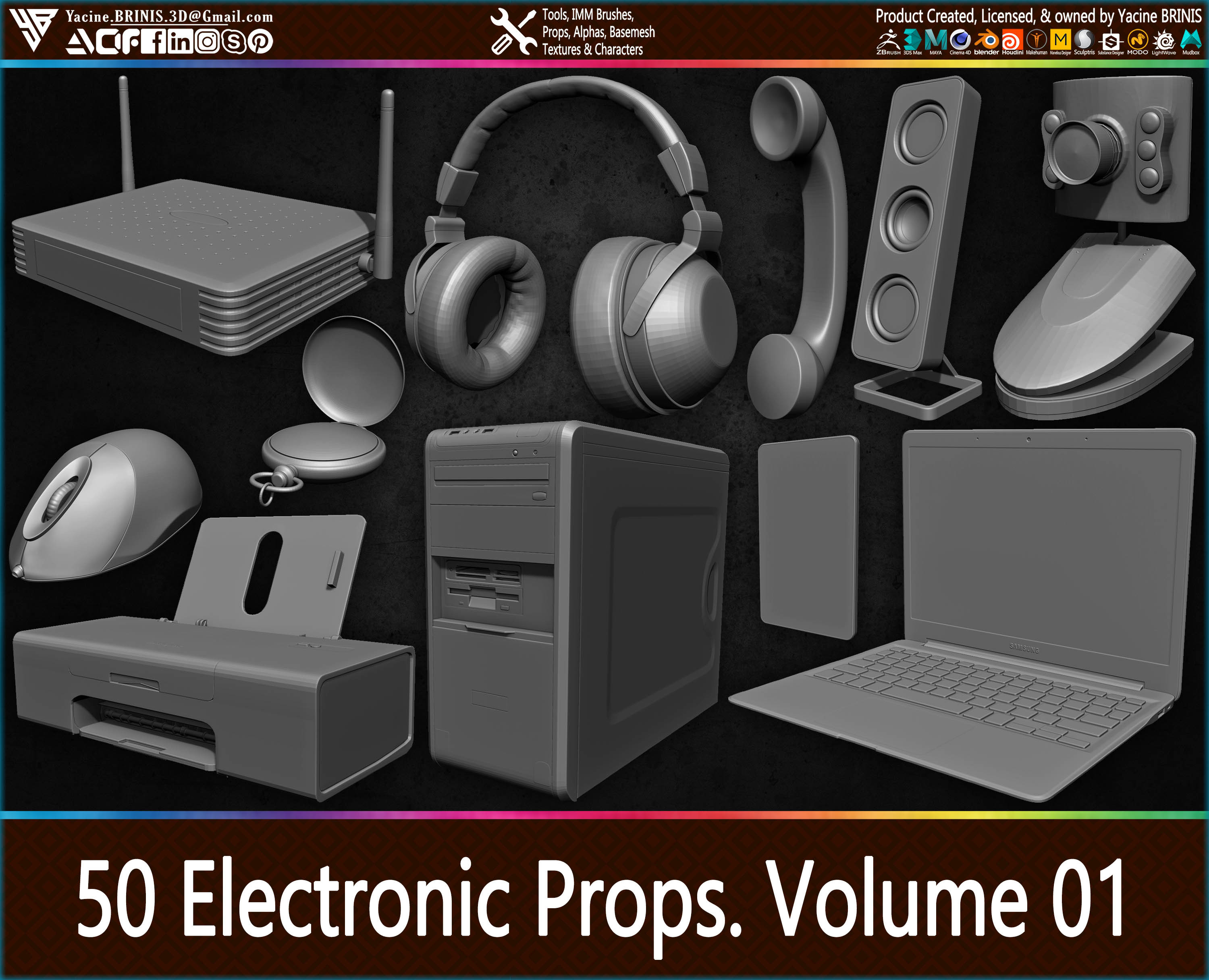 50 Tech Props Kitbash Volume 01 By Yacine BRINIS Set 001