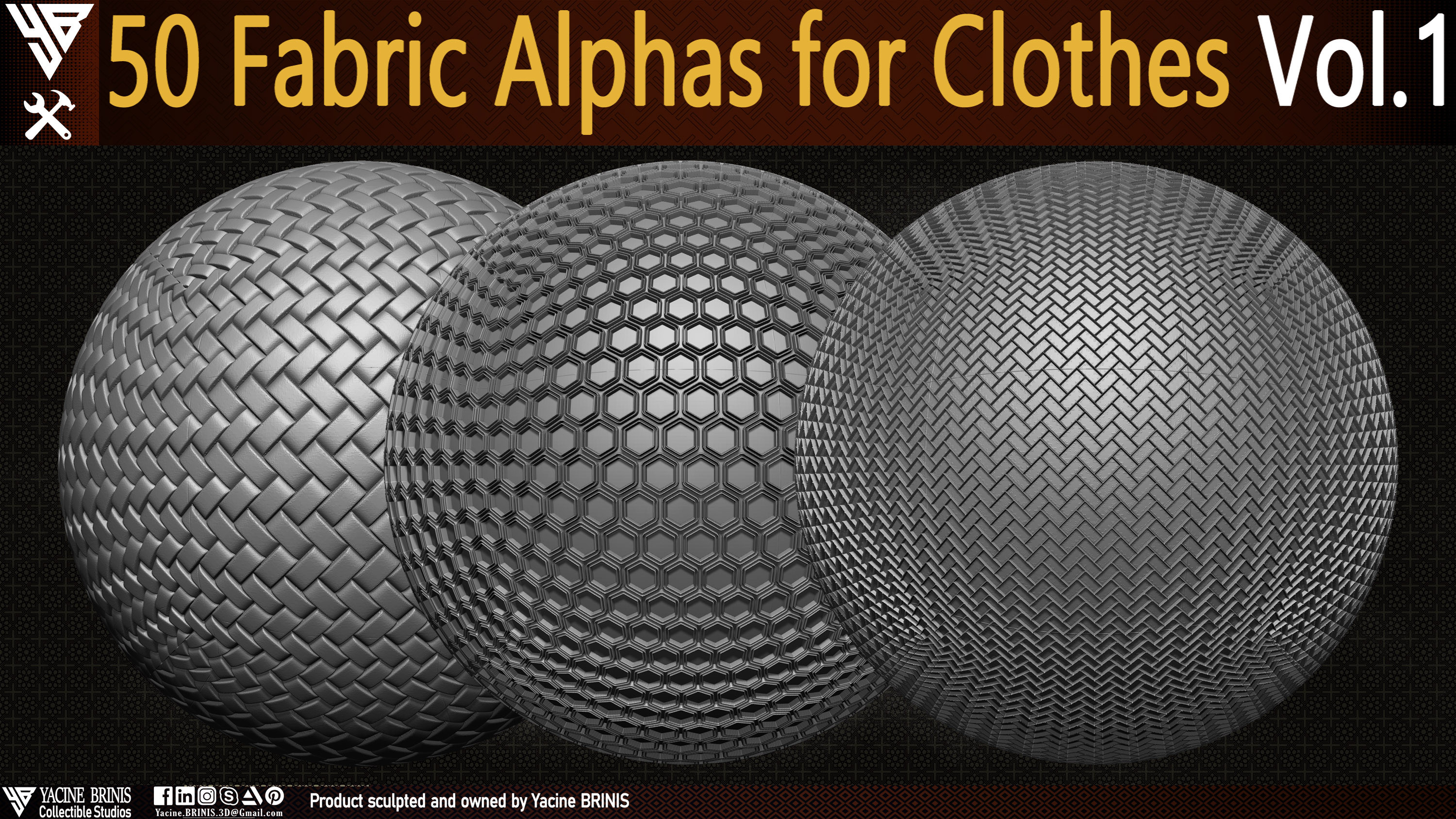 50 Fabric Alphas for Clothes Vol 01 By Yacine BRINIS Set 03