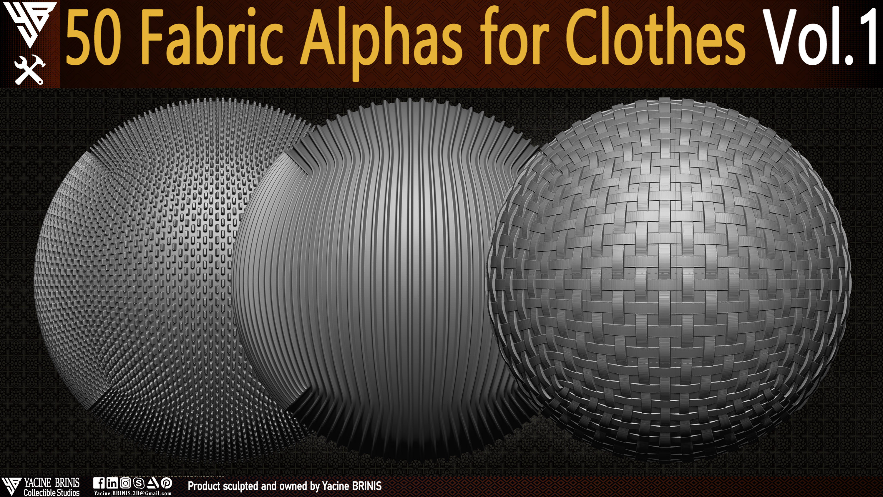 50 Fabric Alphas for Clothes Vol 01 By Yacine BRINIS Set 04