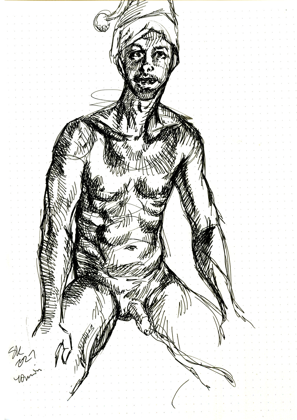 Johannes, pen and ink in a Leuchturm dot grid book.