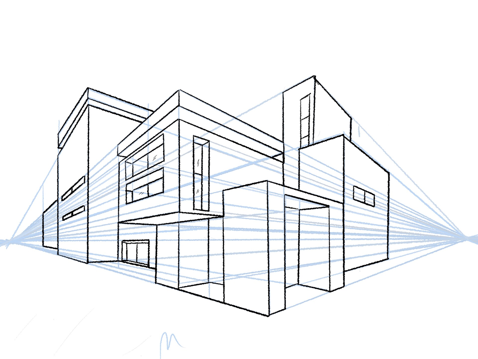 Simple 2 point perspective house