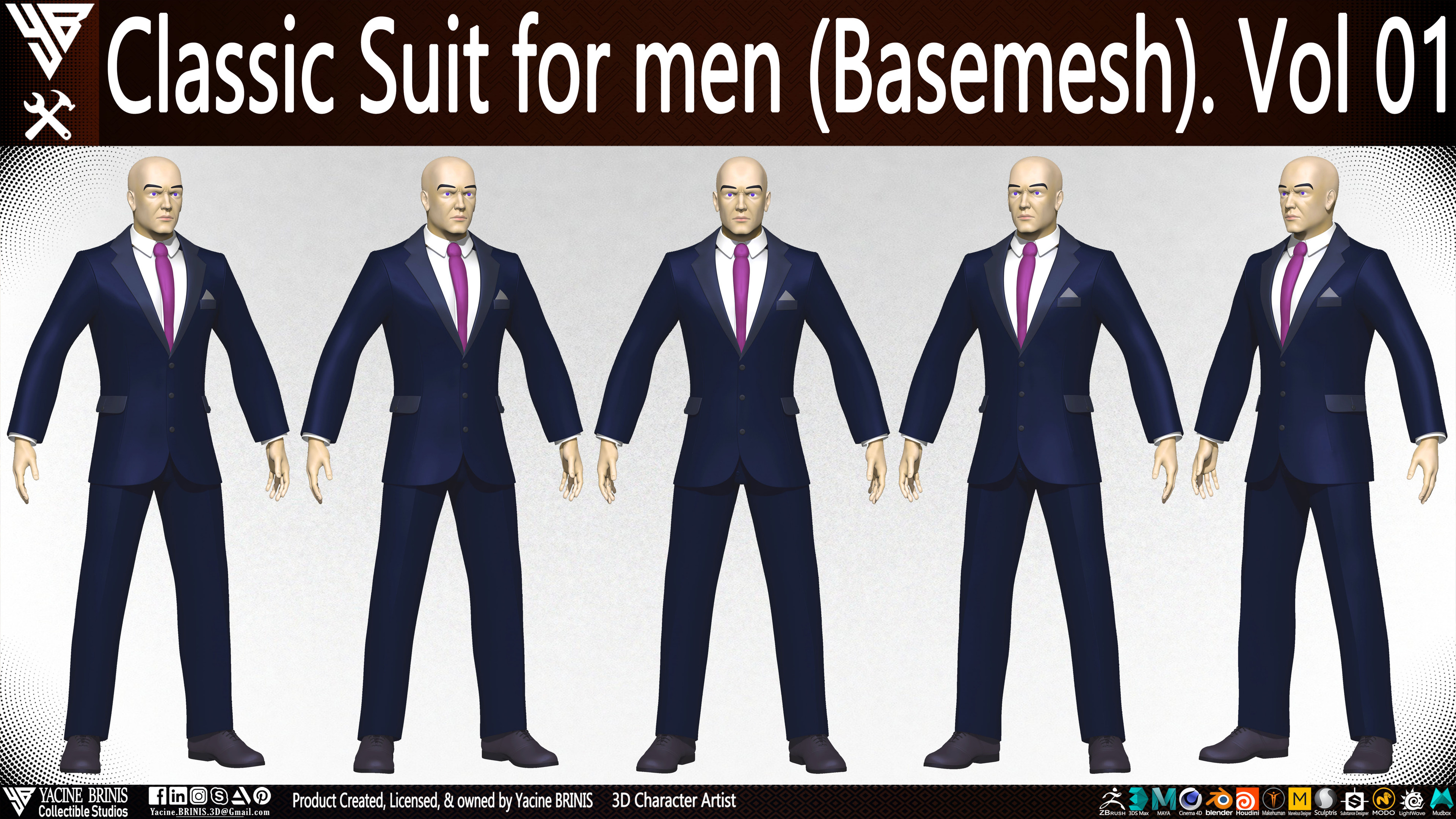 Classic Suit for men Basemesh By Yacine BRINIS Vol 01 Set 002