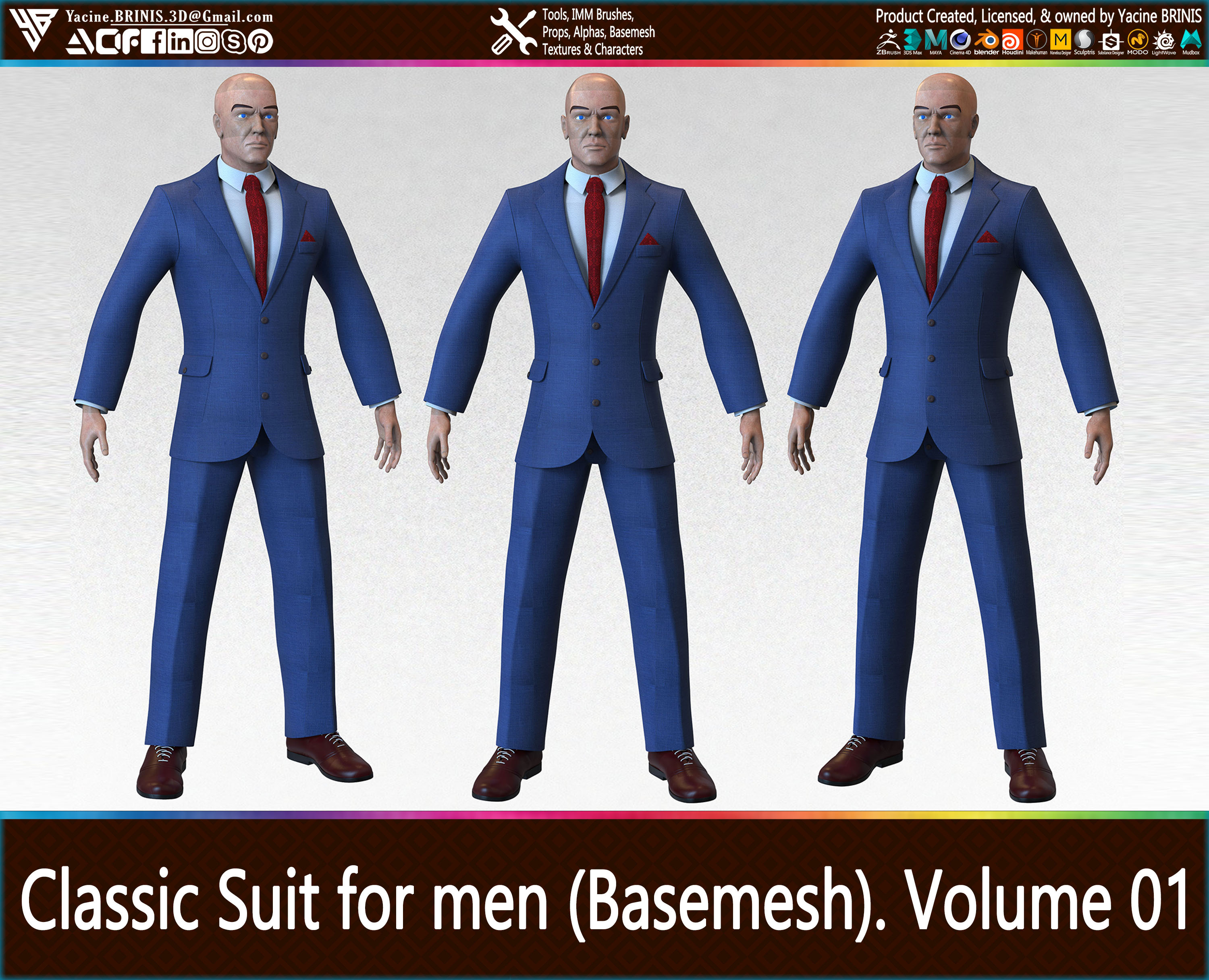 Classic Suit for men Basemesh By Yacine BRINIS Vol 01 Set 008