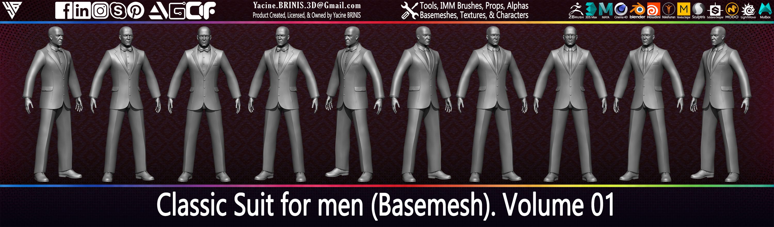 Classic Suit for men Basemesh By Yacine BRINIS Vol 01 Set 009