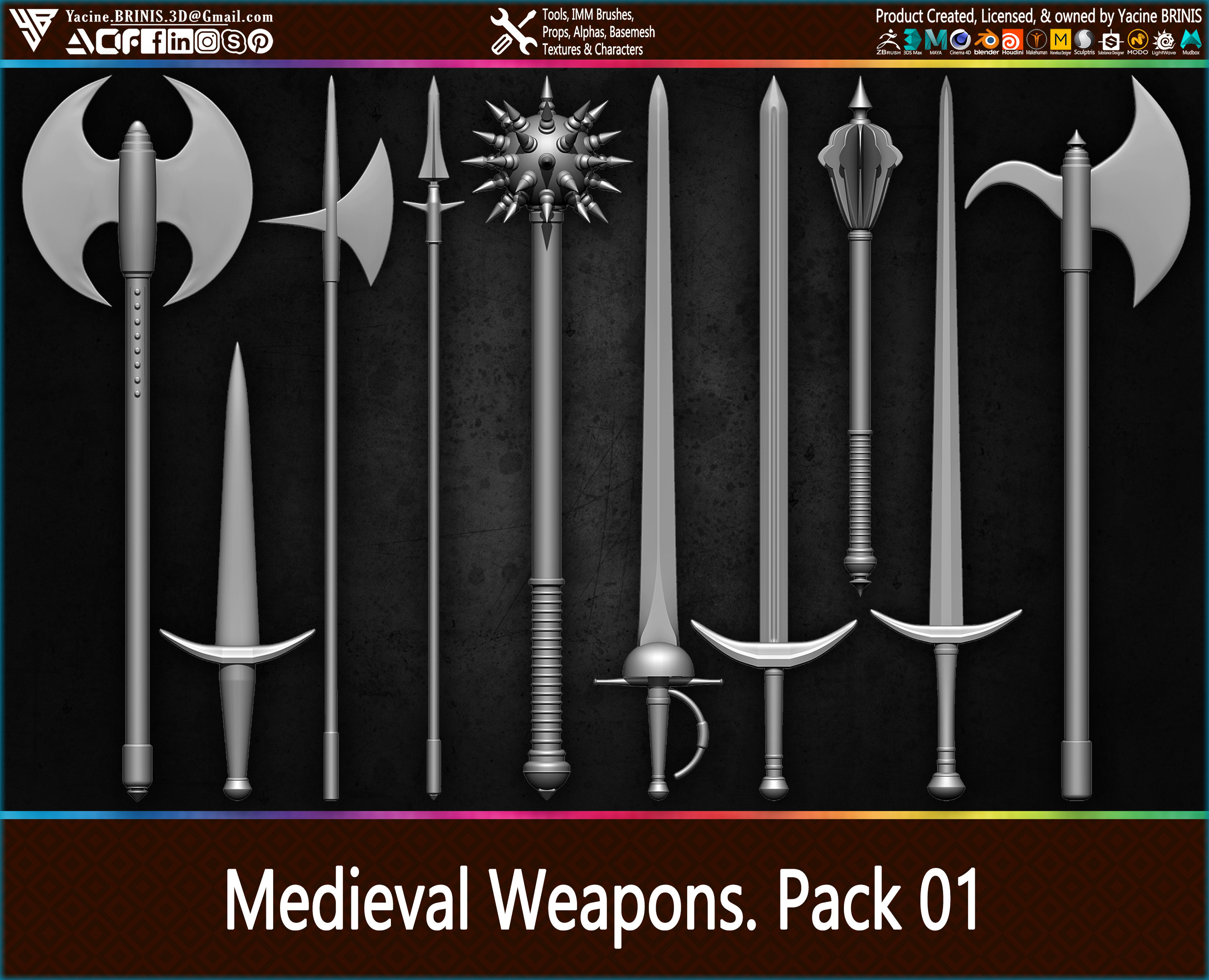 Medieval Weapons By Yacine BRINIS Pack 02