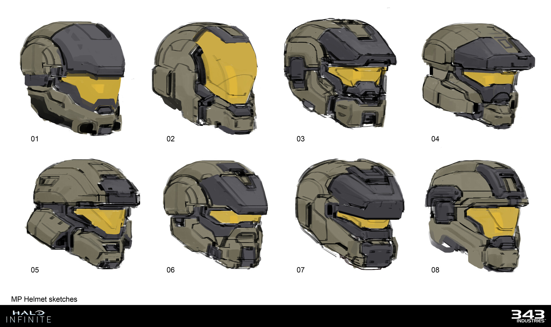 Spartan Helmet sketches by Sam Brown.