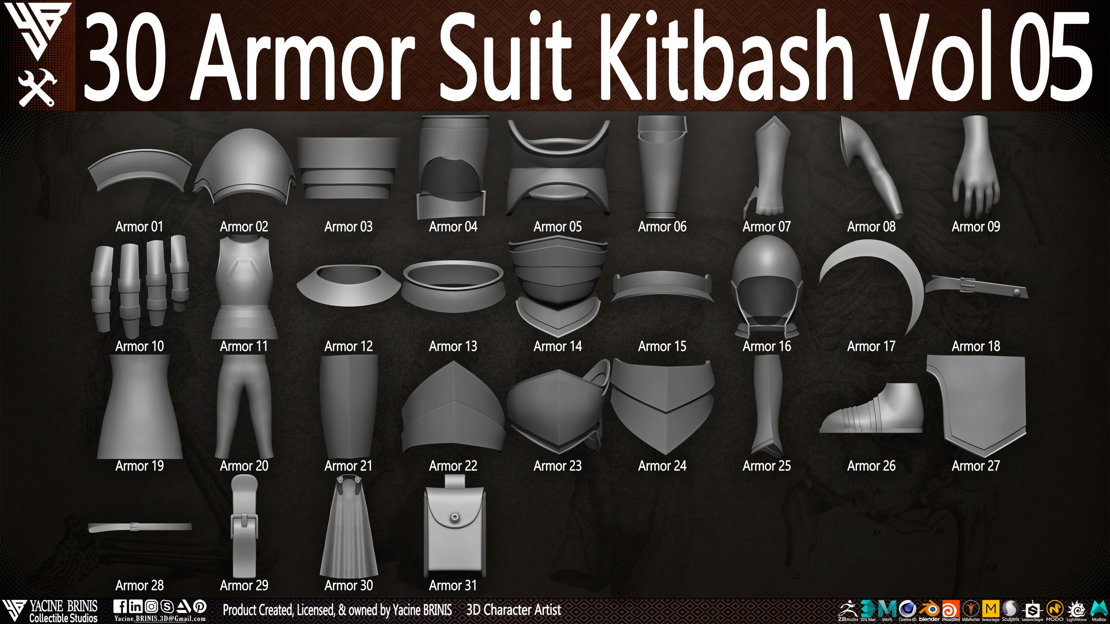 30 Armor Suit Kitbash By Yacine BRINIS Set 019