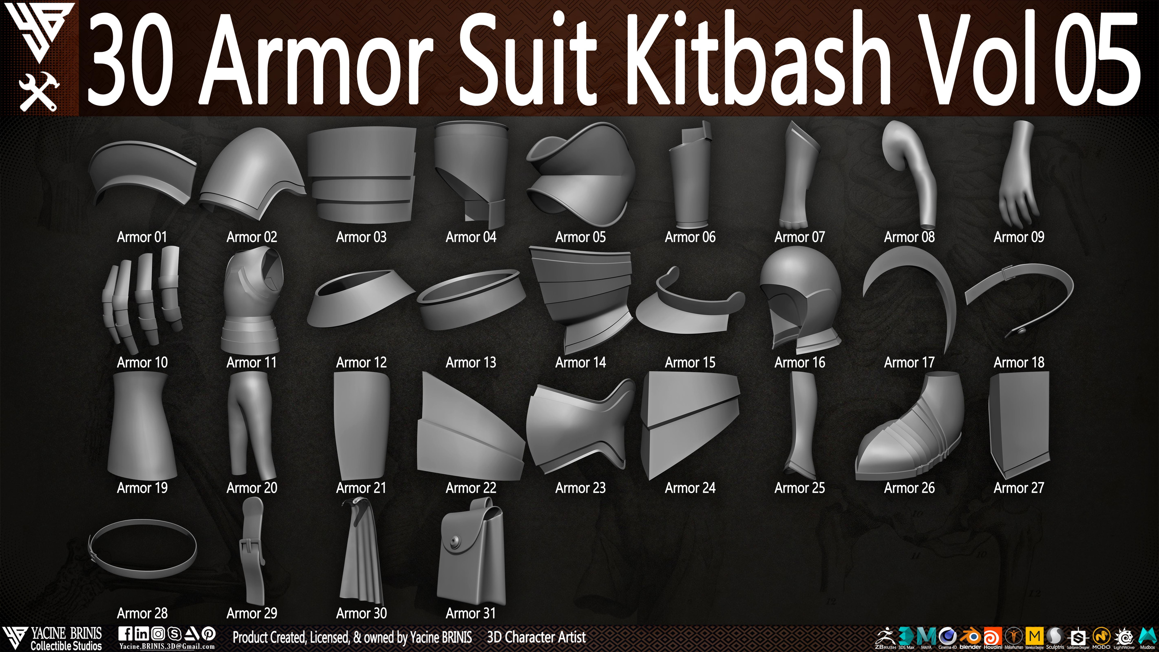 30 Armor Suit Kitbash By Yacine BRINIS Set 021