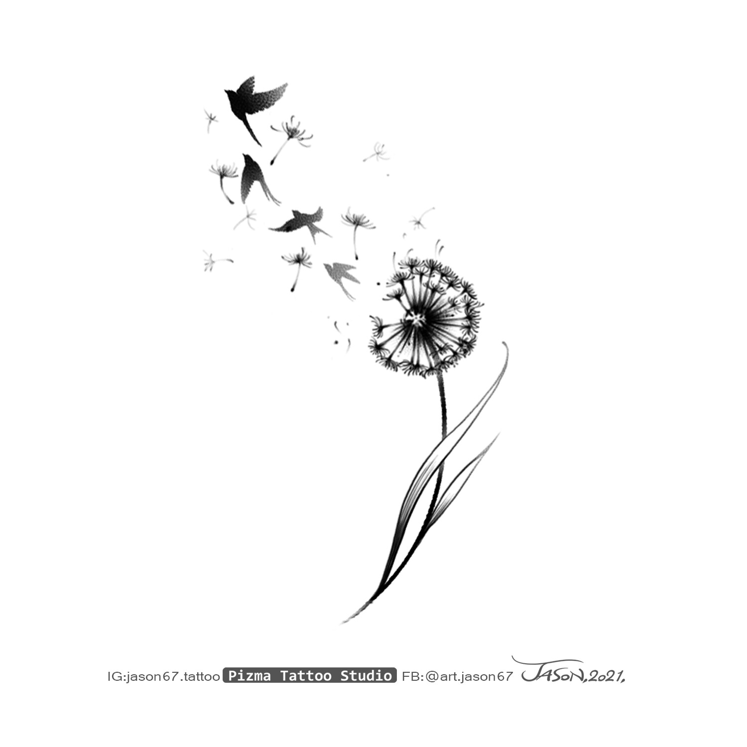 Dandelion Tattoo Design Illustrations