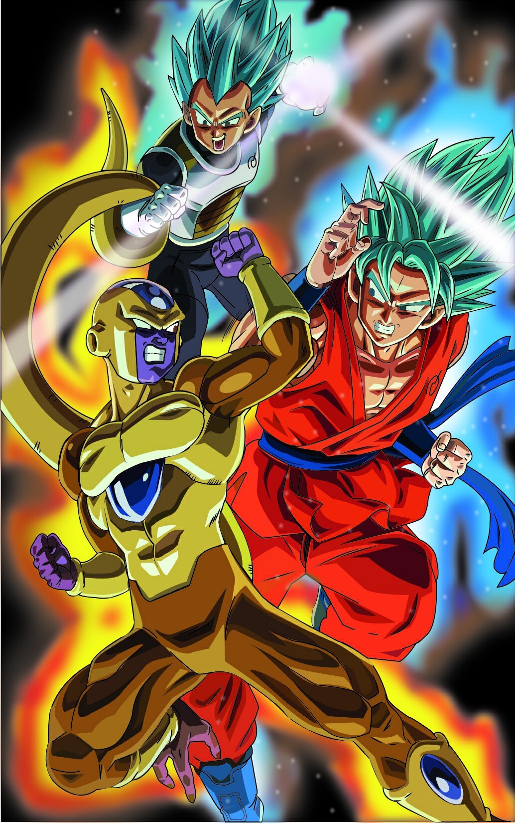 Goku Blue vs Golden Freeza, fanart