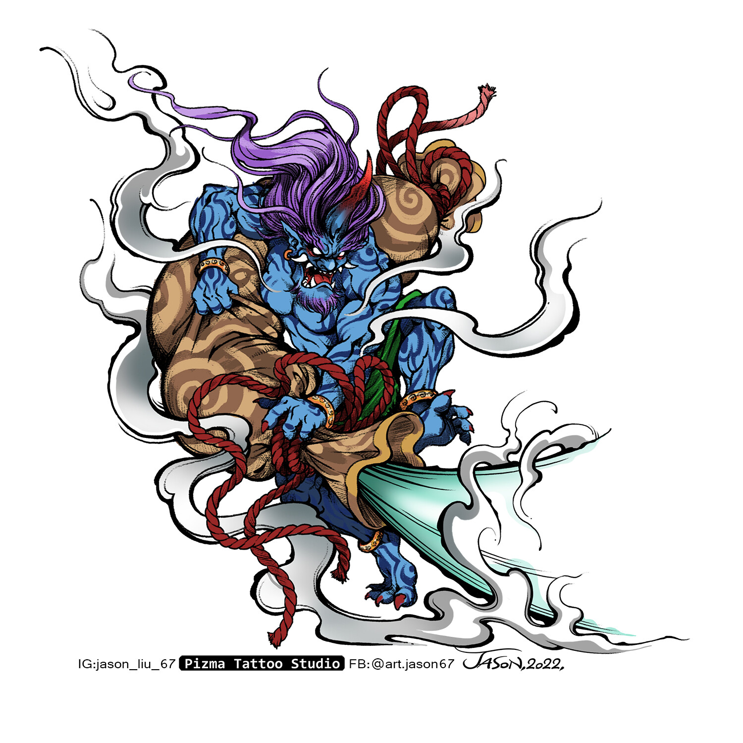 JASON LIU Tattoo Design [ Raijin & Fujin] 風神與雷神
