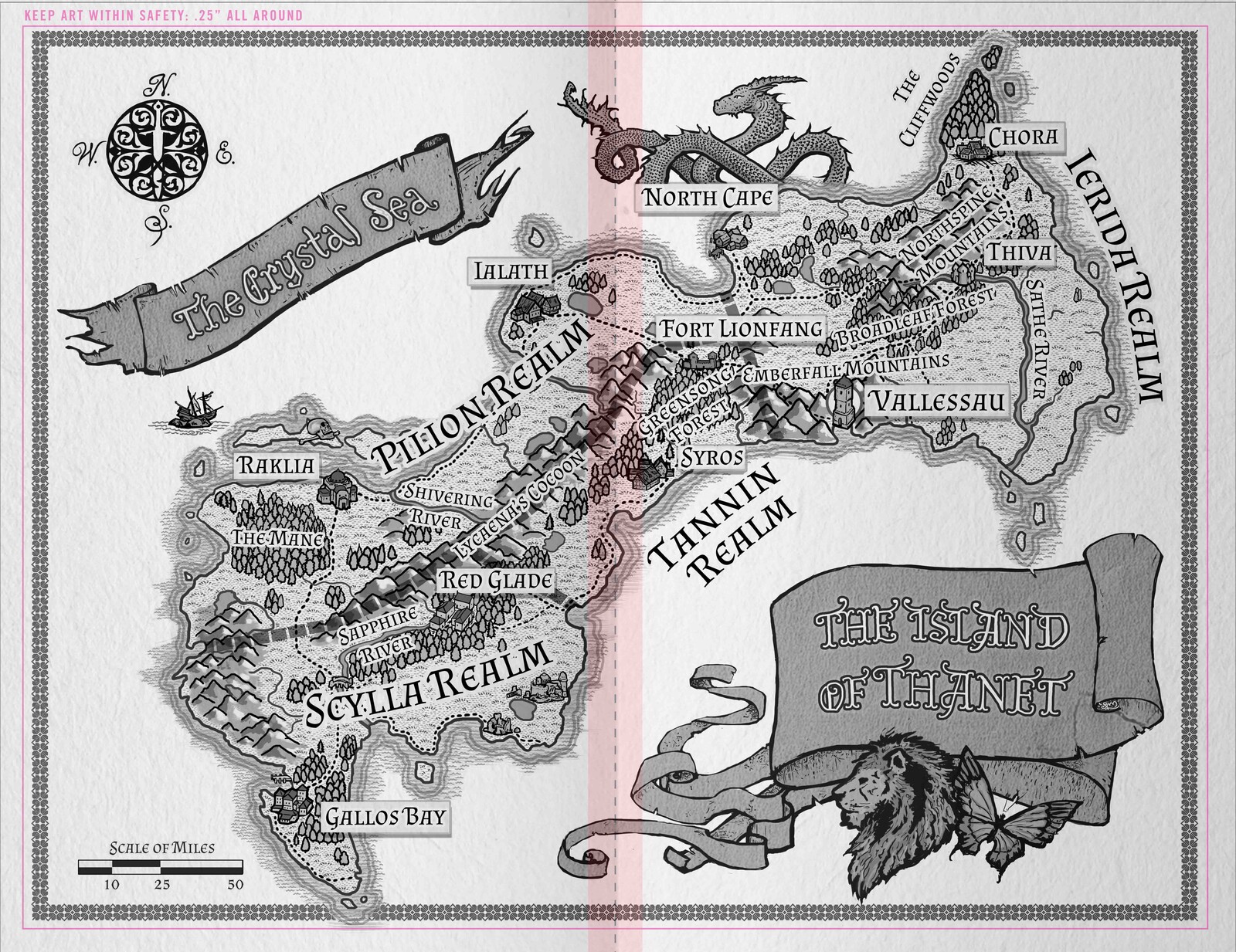 A mock-up of the map with the print template.
