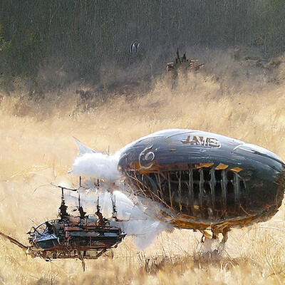 Jean pascal mouton 20220125144459 0 battle airship vessel emerging from the mist artstation james gurney steampunk