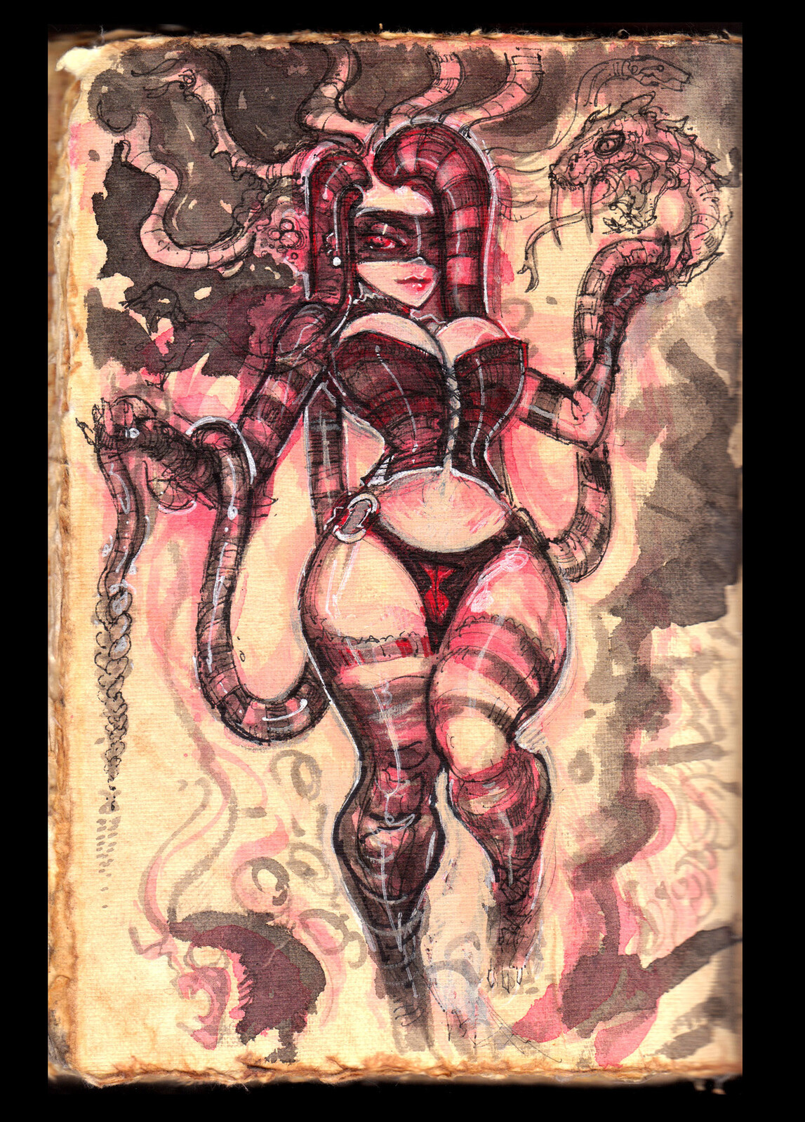 sketchbook sketch: ink, gouache, on toned paper