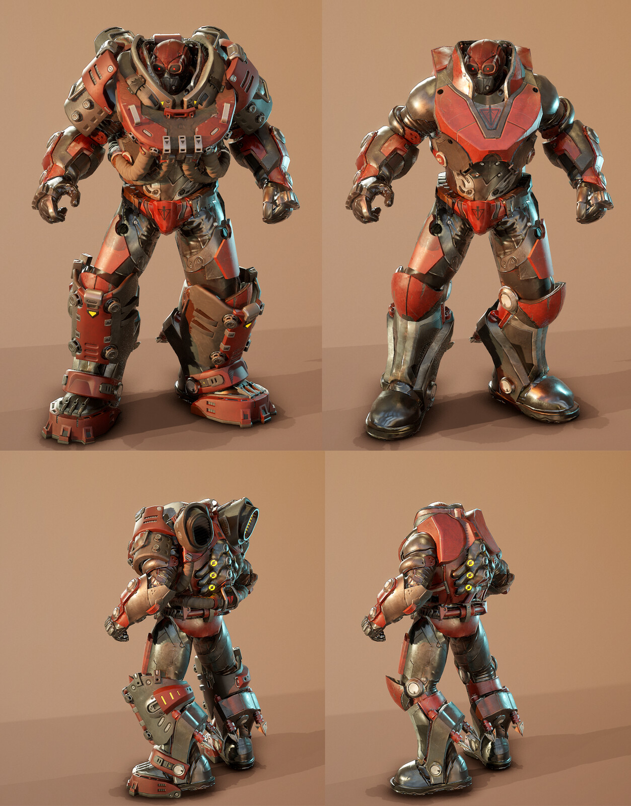 Comparison shot between the default cosmetic set and the fortress cosmetic. 