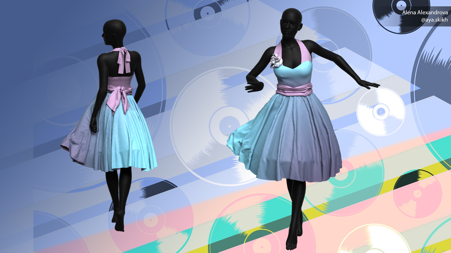 ArtStation 50s style dresses. Clo 3D project MD
