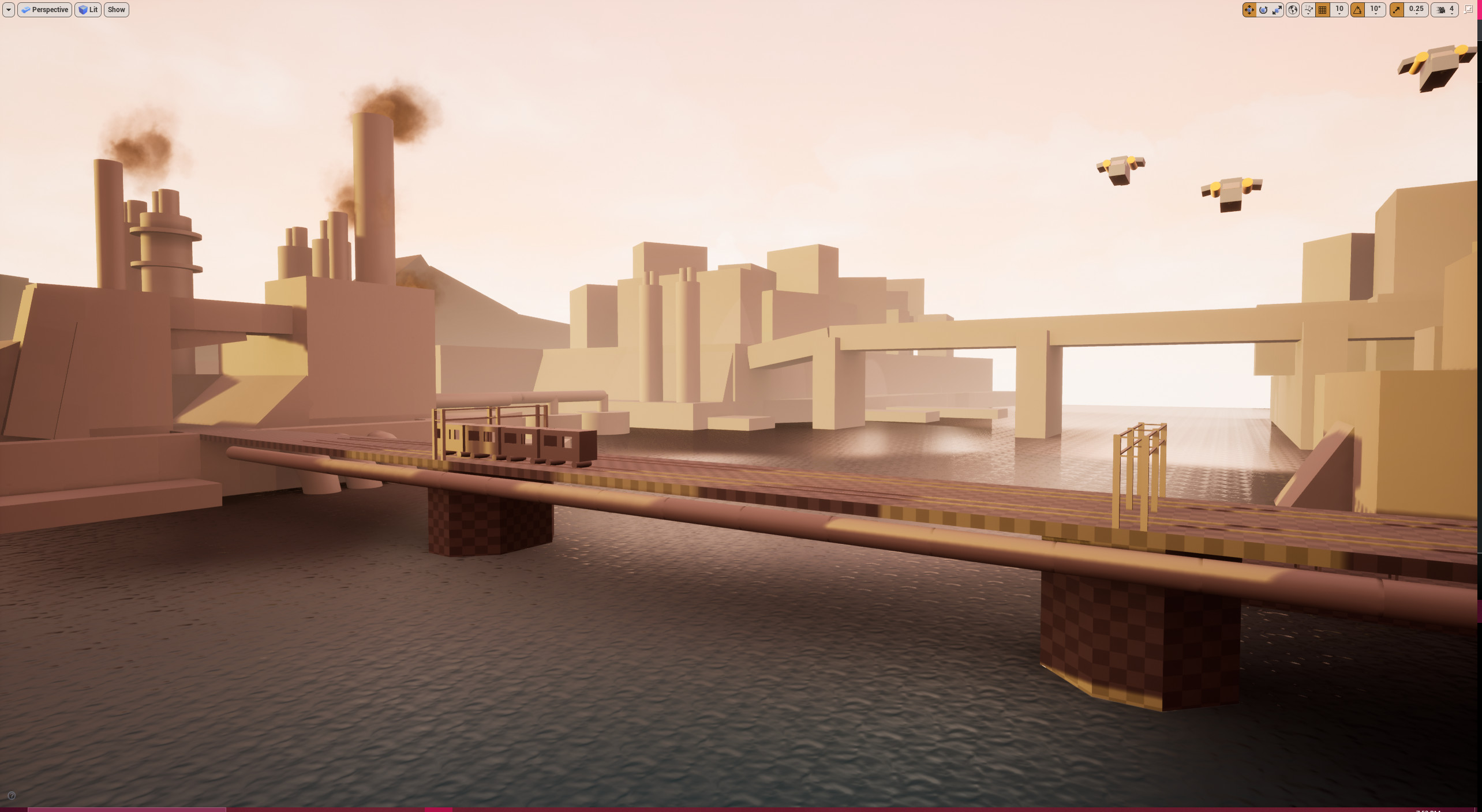 Another shot of the bridge and the refinery objective in the distance.
